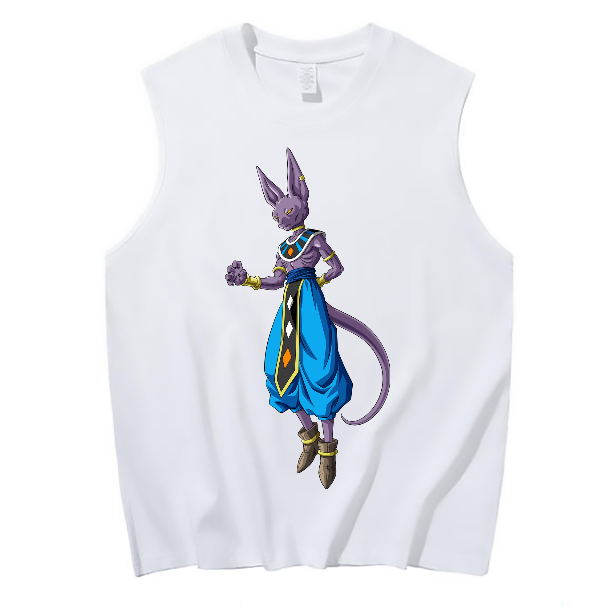 （画像用） ドラゴンボール ビルス 破壊神ビルス DRAGON BALL Beerus Birusu コットン100％タンクトップ（フロントプリント）