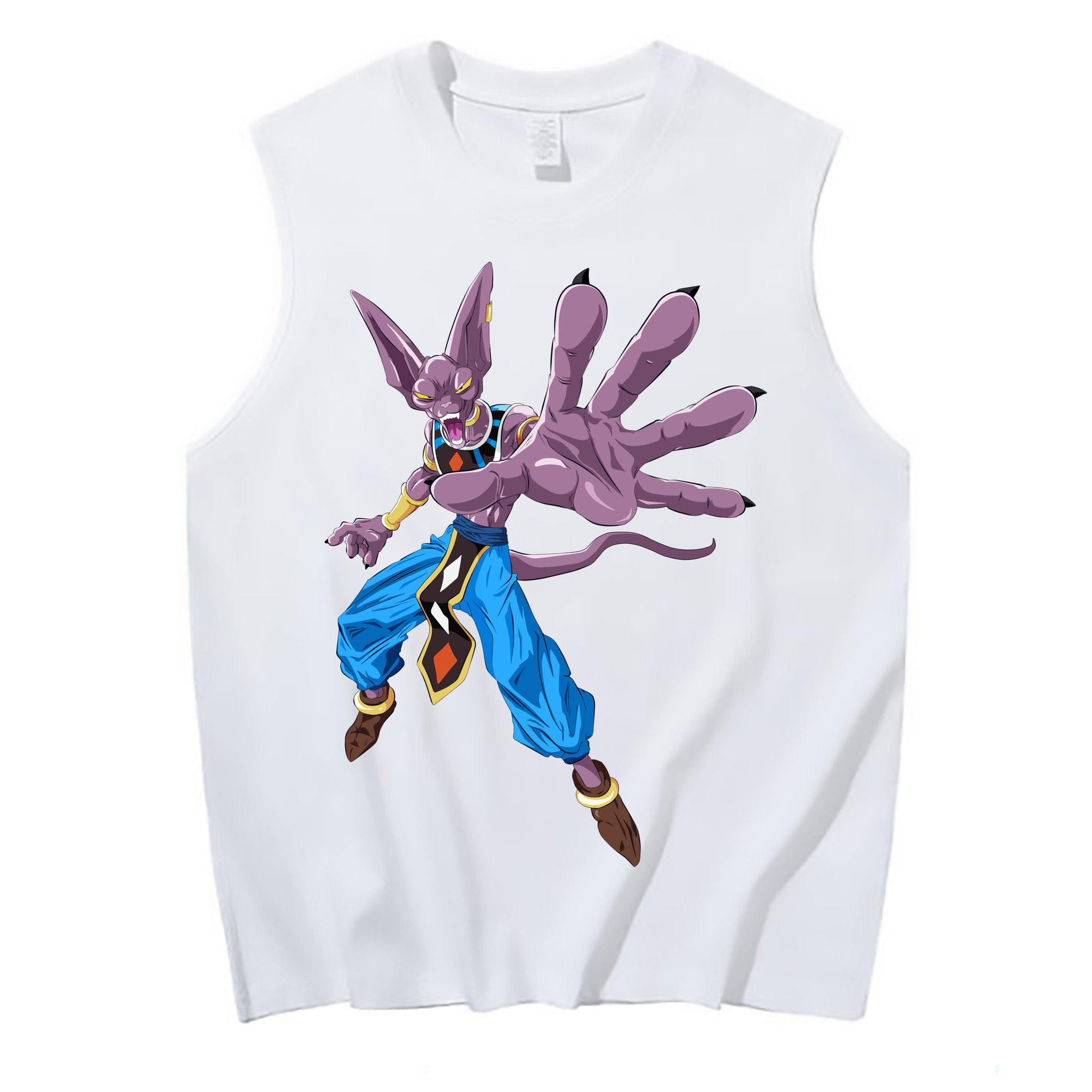（画像用） ドラゴンボール ビルス 破壊神ビルス DRAGON BALL Beerus Birusu コットン100％タンクトップ（フロントプリント）
