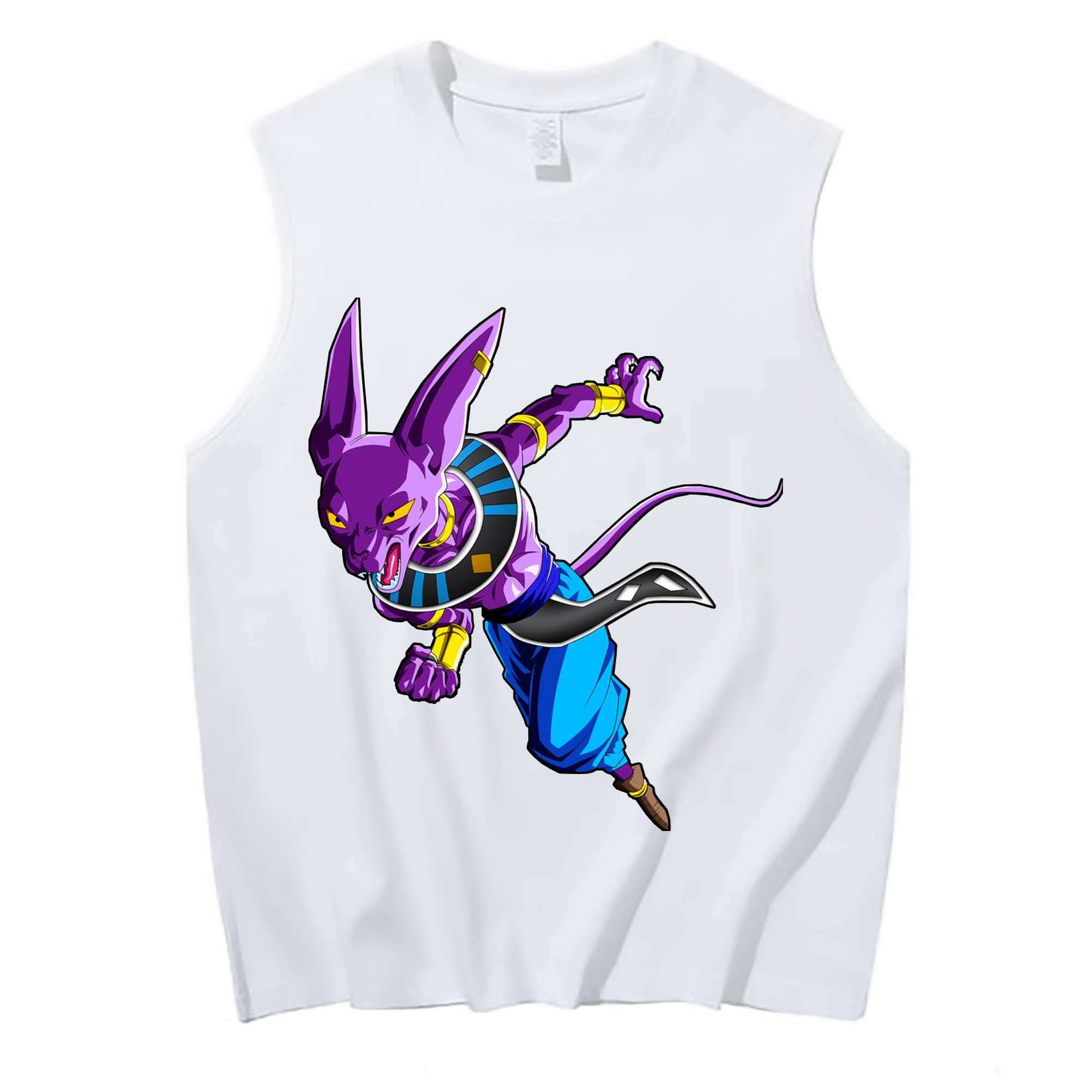 （画像用） ドラゴンボール ビルス 破壊神ビルス DRAGON BALL Beerus Birusu コットン100％タンクトップ（フロントプリント）