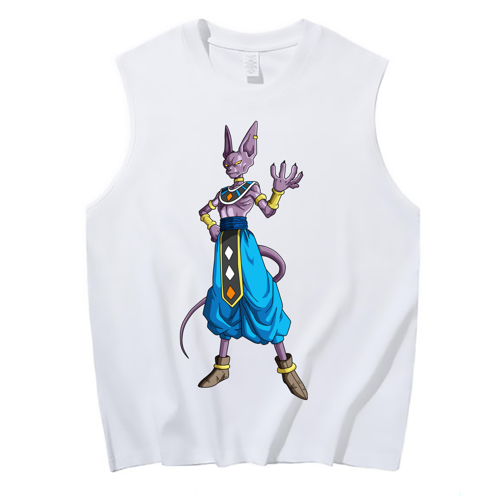 （画像用） ドラゴンボール ビルス 破壊神ビルス DRAGON BALL Beerus Birusu コットン100％タンクトップ（フロントプリント）