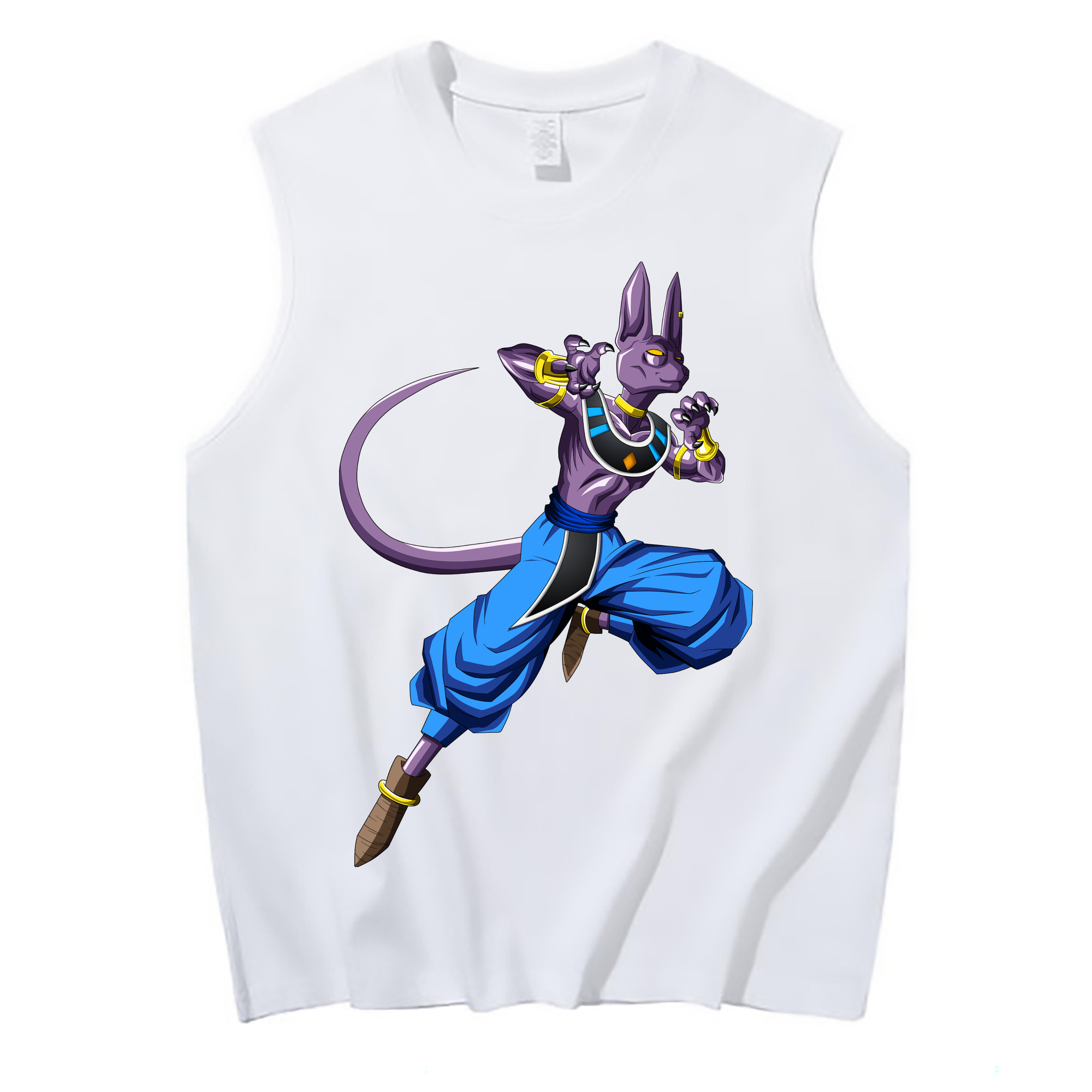 （画像用） ドラゴンボール ビルス 破壊神ビルス DRAGON BALL Beerus Birusu コットン100％タンクトップ（フロントプリント）