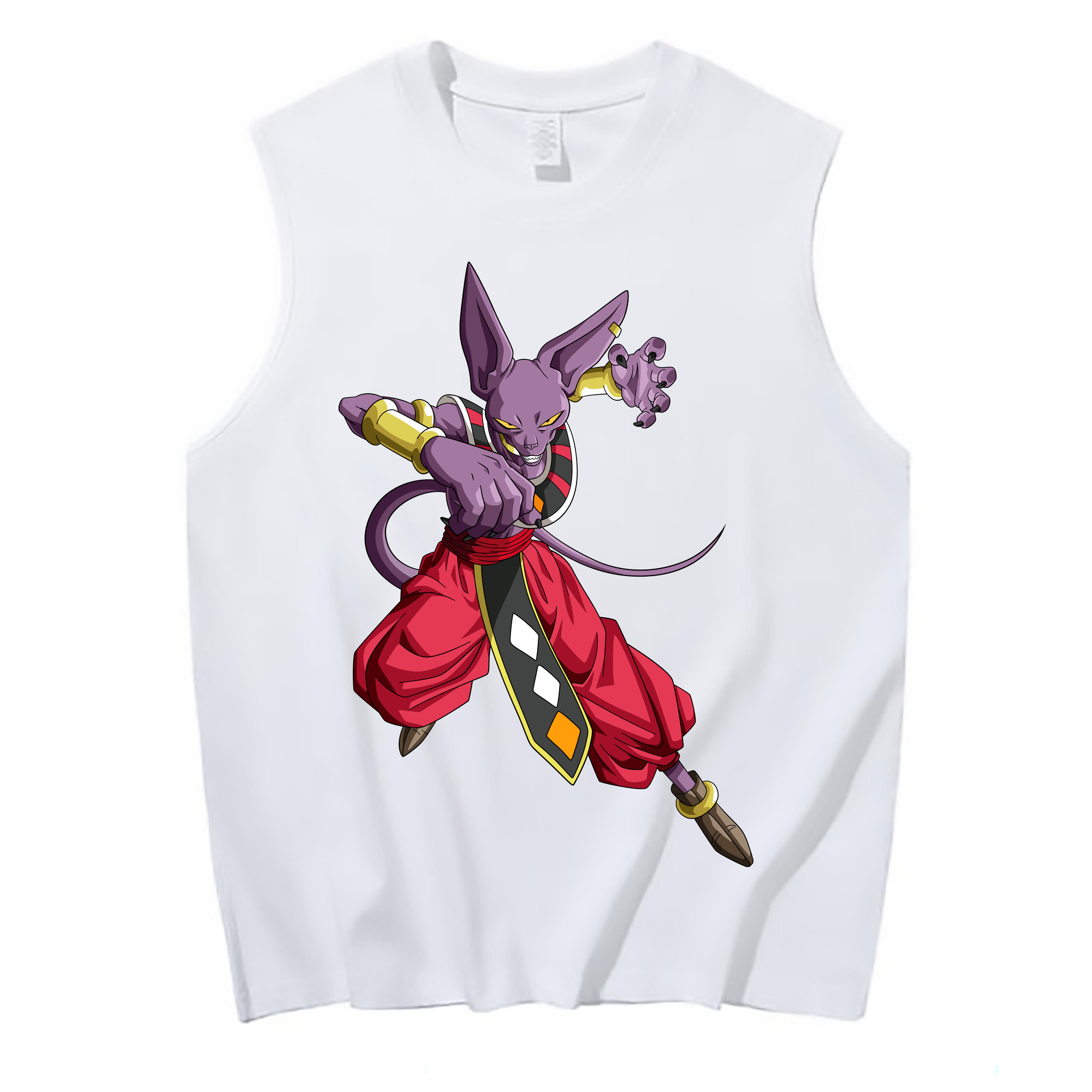 （画像用） ドラゴンボール ビルス 破壊神ビルス DRAGON BALL Beerus Birusu コットン100％タンクトップ（フロントプリント）