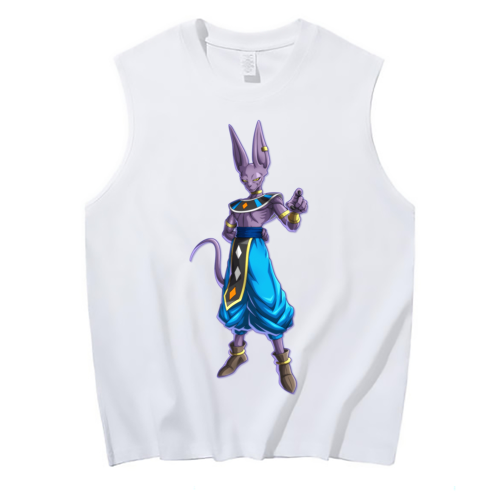 （画像用） ドラゴンボール ビルス 破壊神ビルス DRAGON BALL Beerus Birusu コットン100％タンクトップ（フロントプリント）