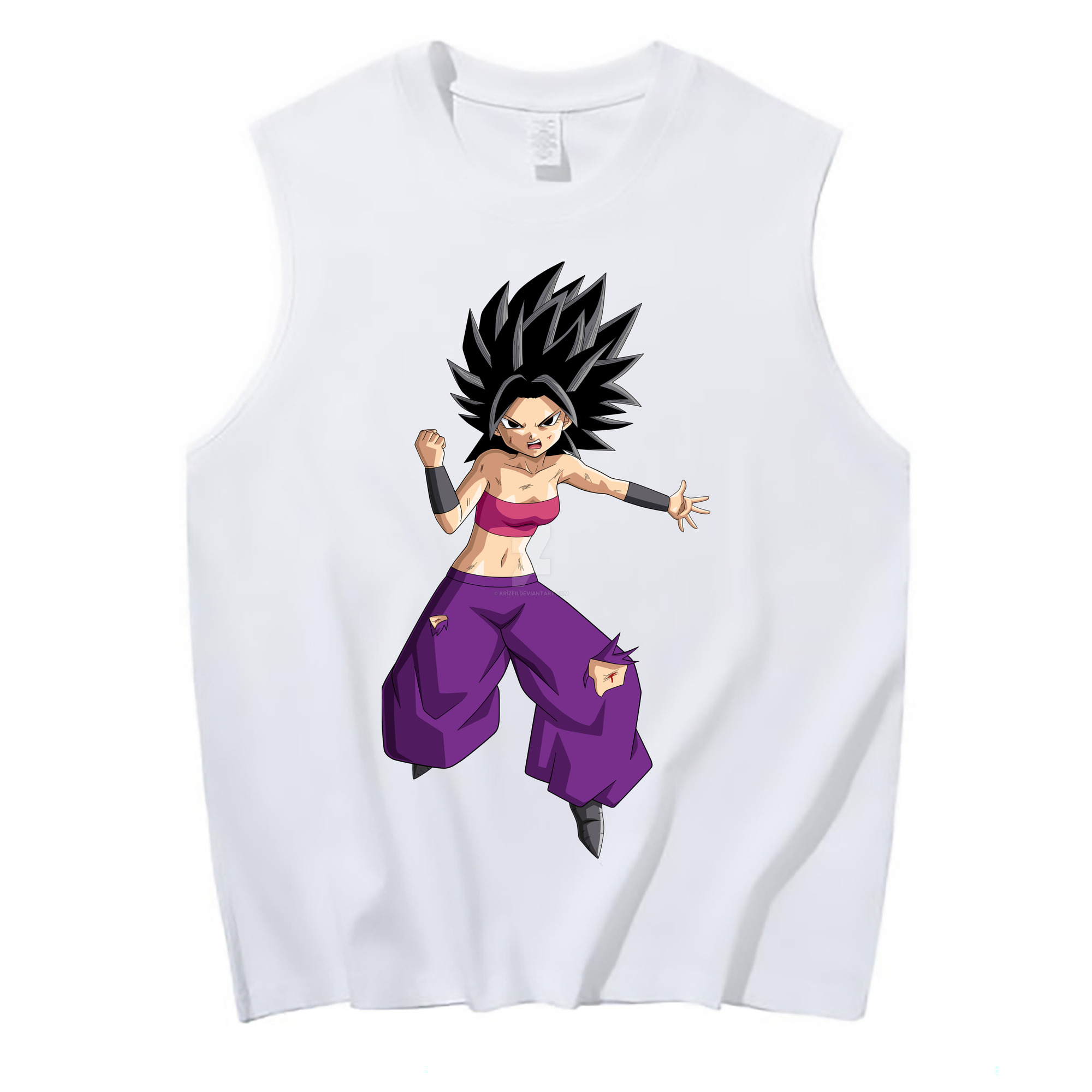 （画像用） ドラゴンボール カリフラ DRAGON BALL Caulifla コットン100％タンクトップ（フロントプリント）
