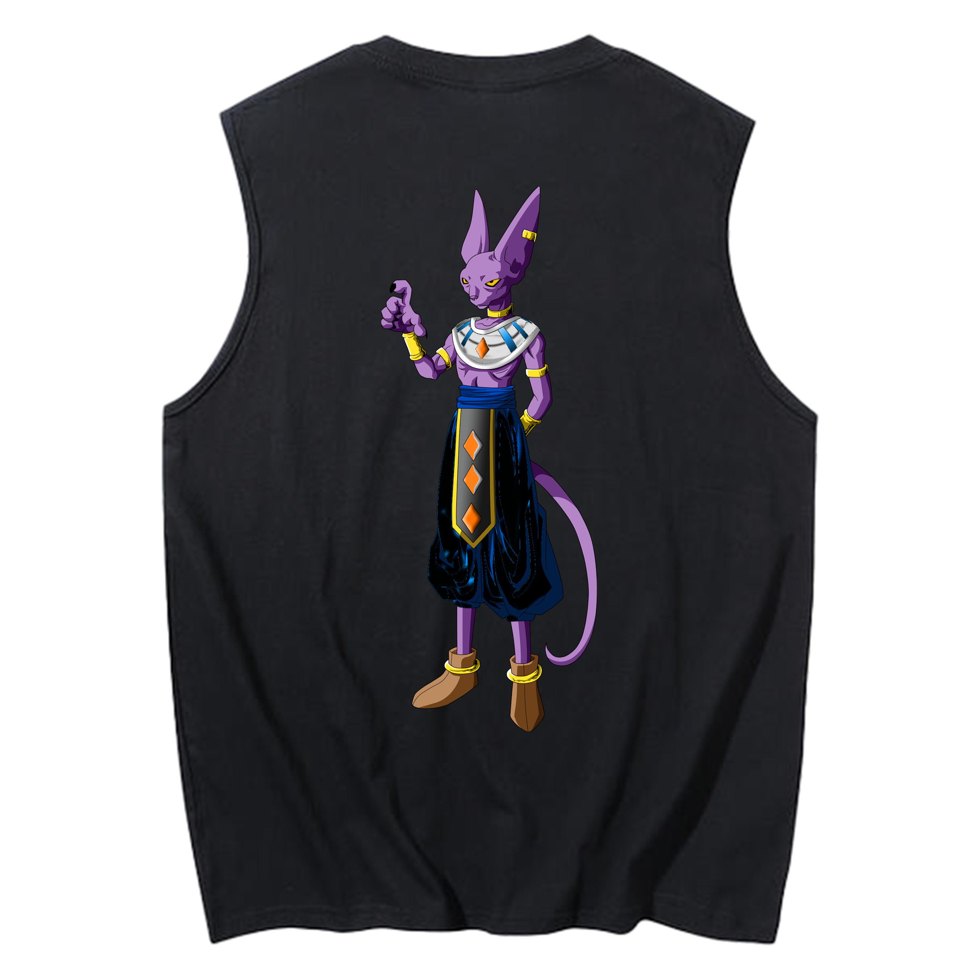 （画像用） ドラゴンボール ビルス 破壊神ビルス DRAGON BALL Beerus Birusu コットン100％タンクトップ（背面プリント）