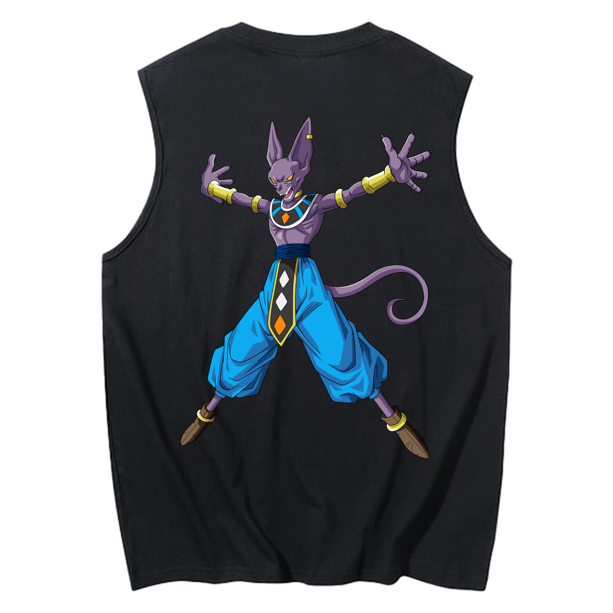 （画像用） ドラゴンボール ビルス 破壊神ビルス DRAGON BALL Beerus Birusu コットン100％タンクトップ（背面プリント）