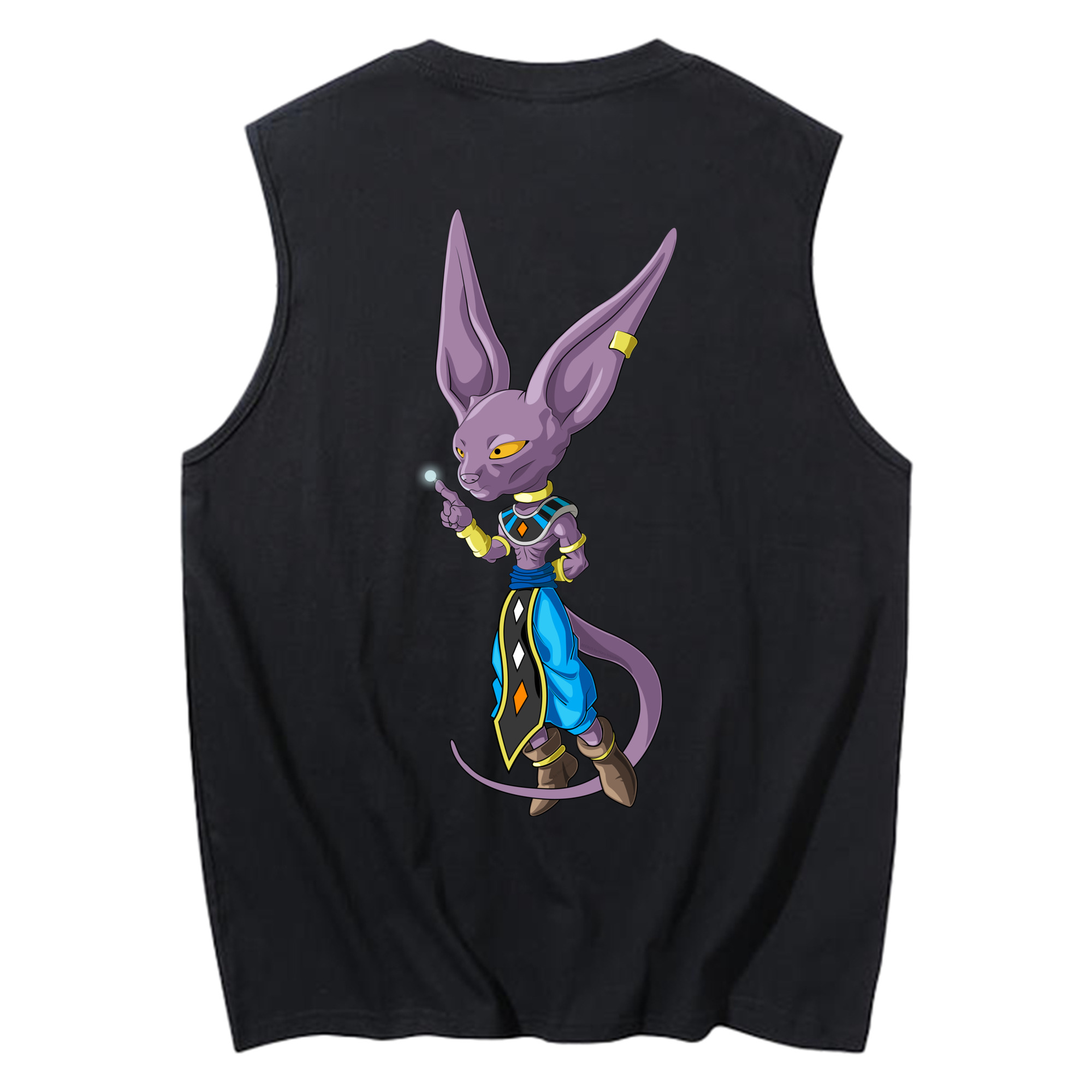 （画像用） ドラゴンボール ビルス 破壊神ビルス DRAGON BALL Beerus Birusu コットン100％タンクトップ（背面プリント）