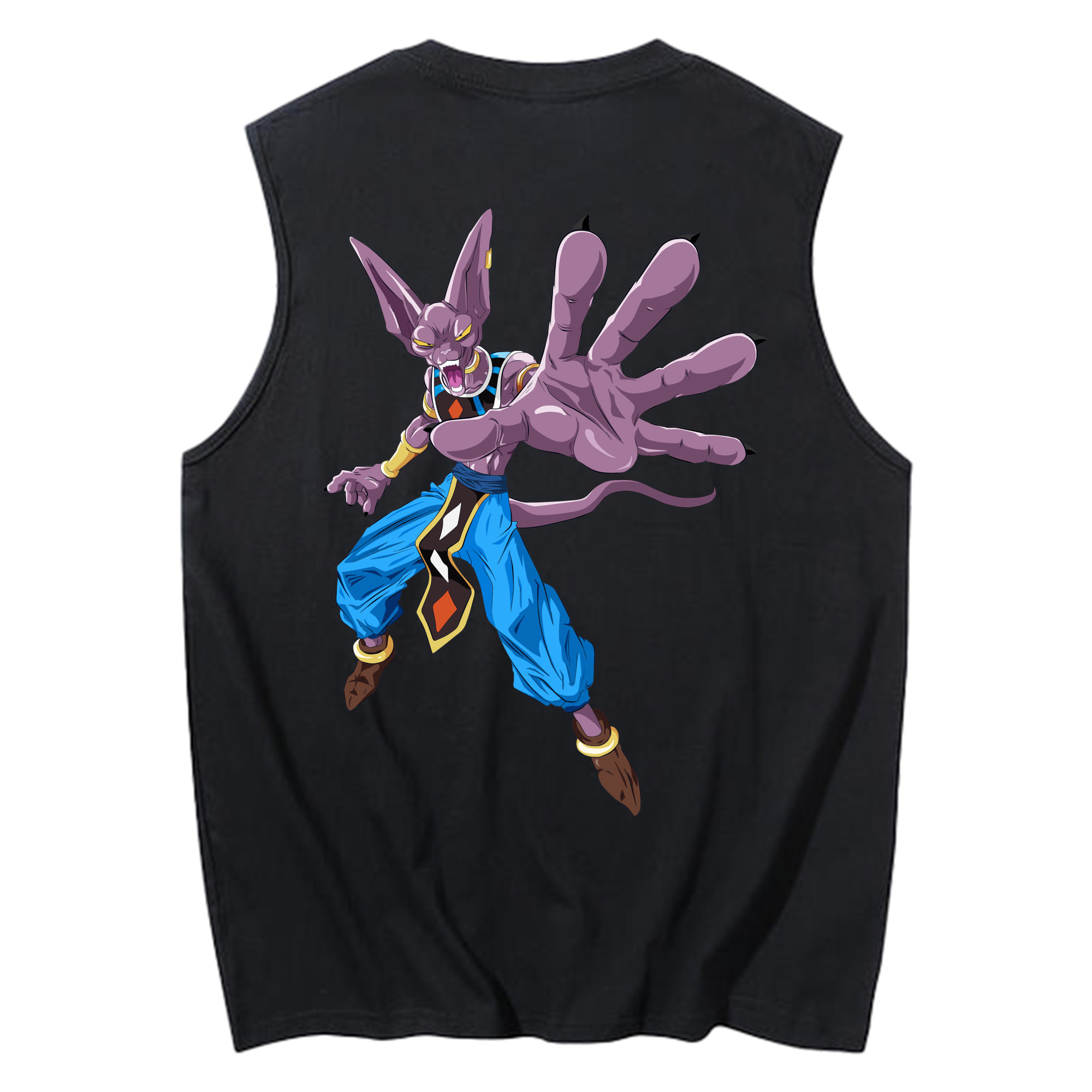 （画像用） ドラゴンボール ビルス 破壊神ビルス DRAGON BALL Beerus Birusu コットン100％タンクトップ（背面プリント）