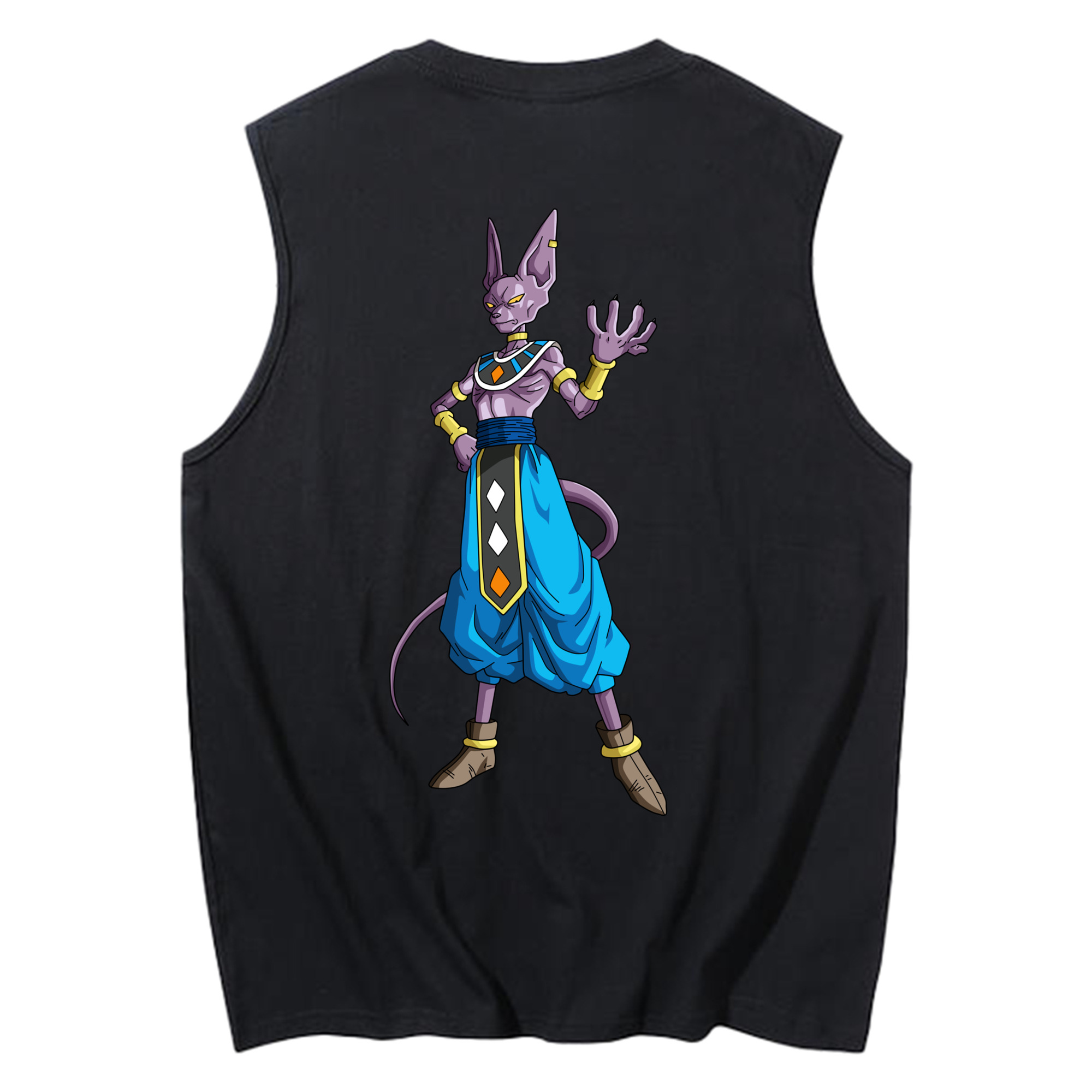 （画像用） ドラゴンボール ビルス 破壊神ビルス DRAGON BALL Beerus Birusu コットン100％タンクトップ（背面プリント）