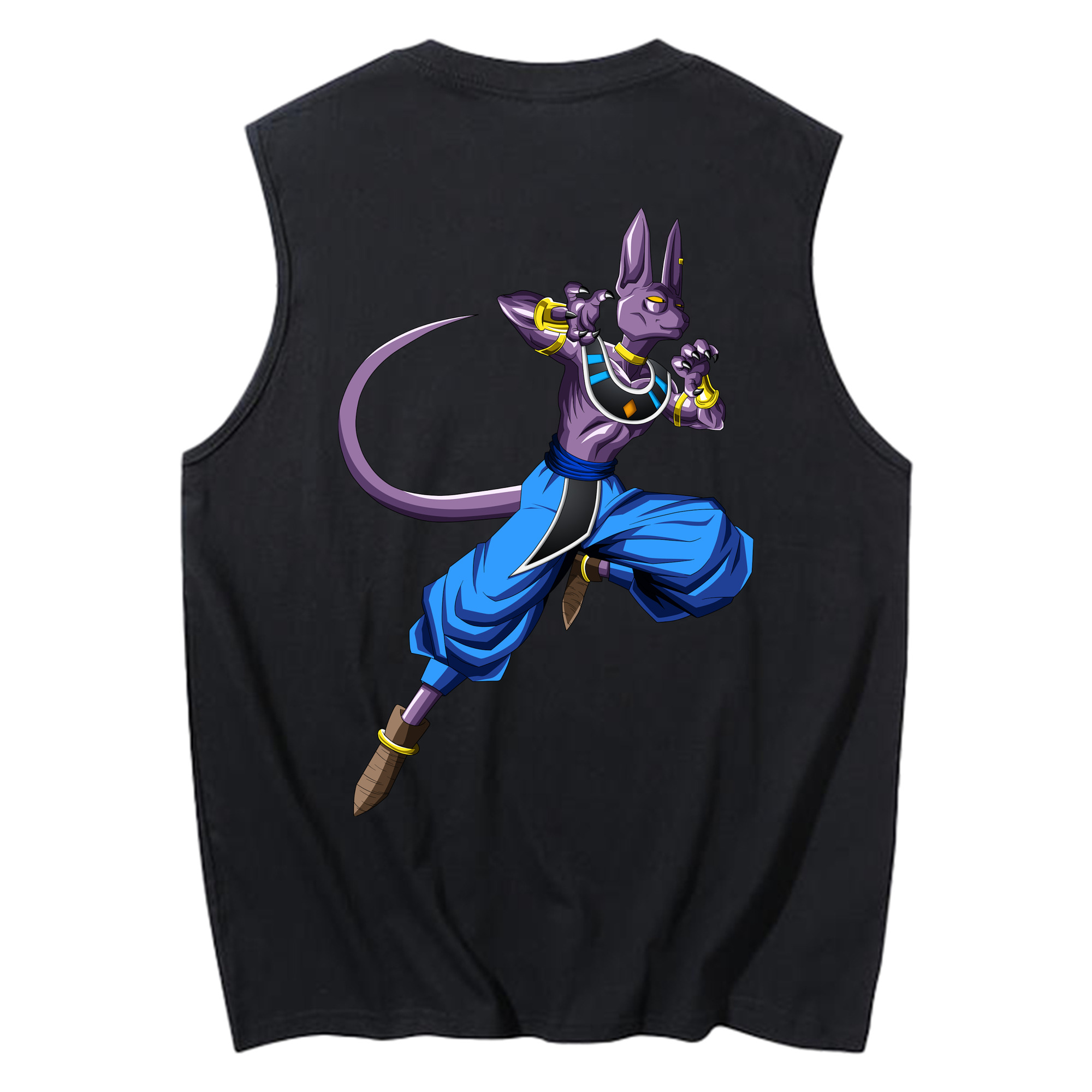 （画像用） ドラゴンボール ビルス 破壊神ビルス DRAGON BALL Beerus Birusu コットン100％タンクトップ（背面プリント）