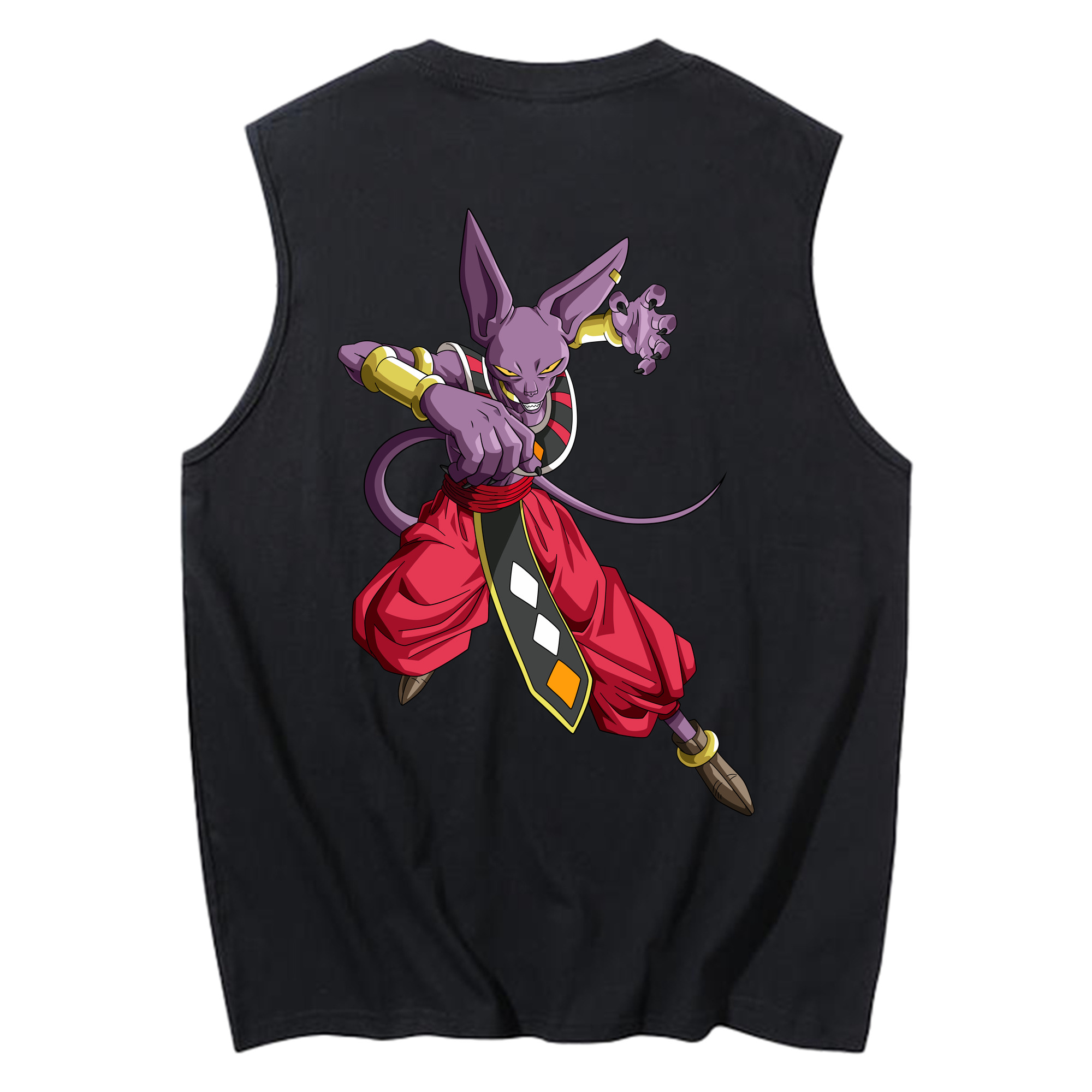 （画像用） ドラゴンボール ビルス 破壊神ビルス DRAGON BALL Beerus Birusu コットン100％タンクトップ（背面プリント）