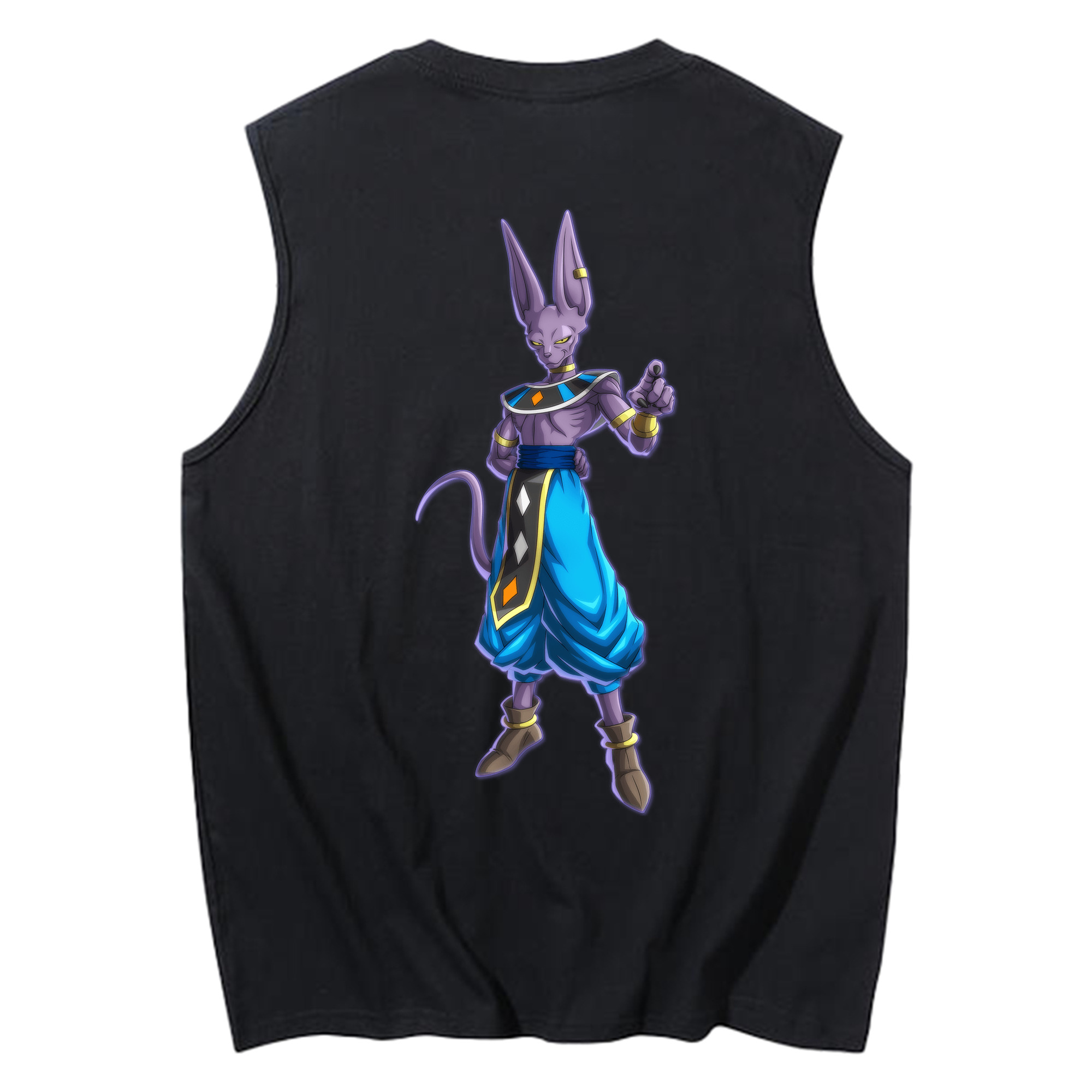 （画像用） ドラゴンボール ビルス 破壊神ビルス DRAGON BALL Beerus Birusu コットン100％タンクトップ（背面プリント）