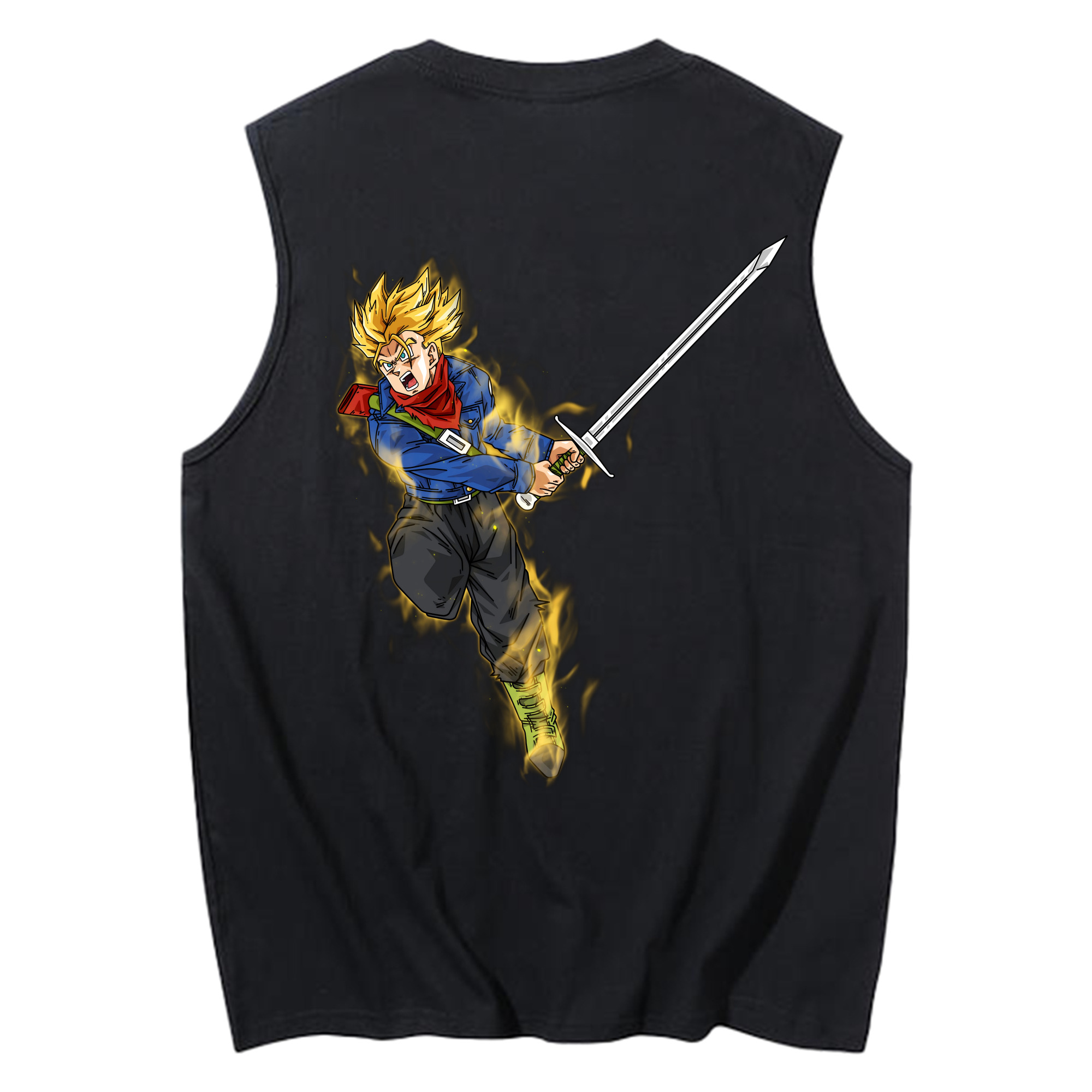 （画像用） ドラゴンボール トランクス（Torankusu）DRAGON BALL Trunks コットン100％タンクトップ（背面プリント）