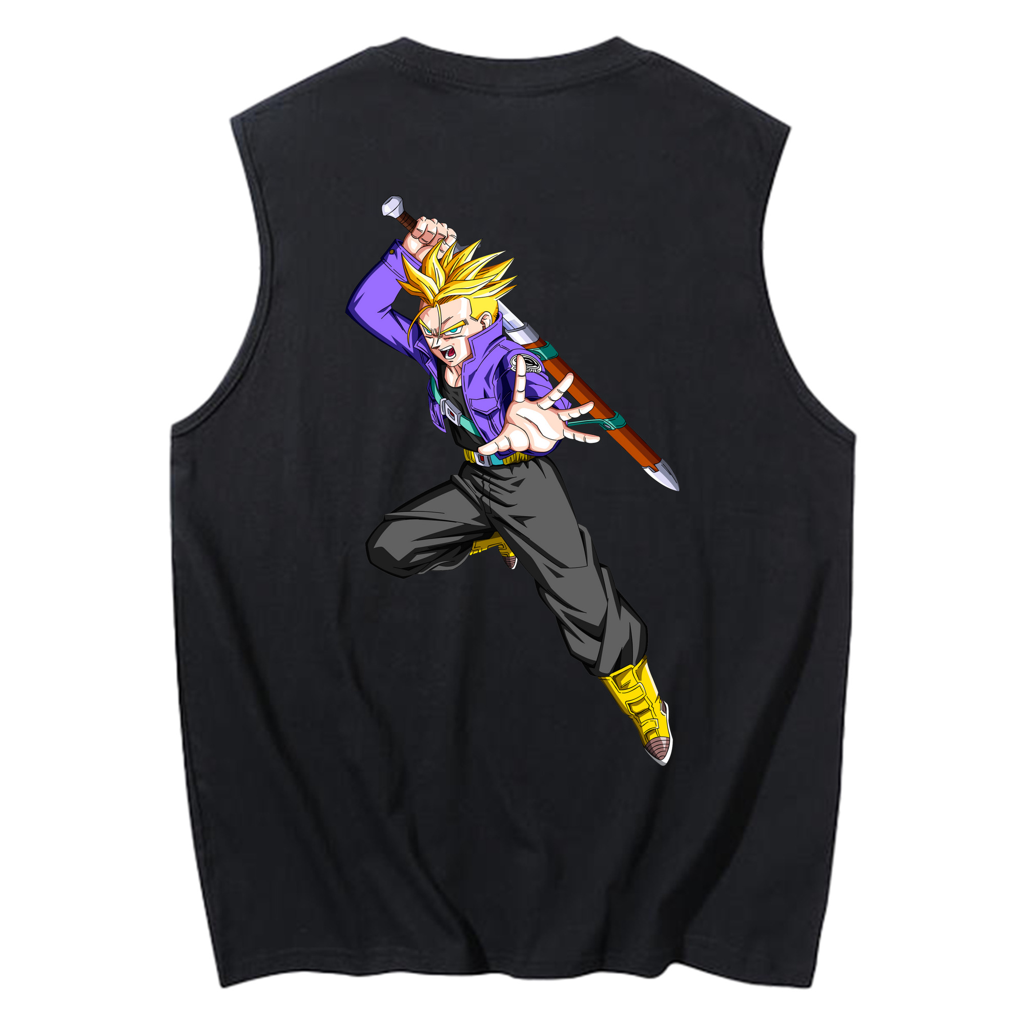 （画像用） ドラゴンボール トランクス（Torankusu）DRAGON BALL Trunks コットン100％タンクトップ（背面プリント）