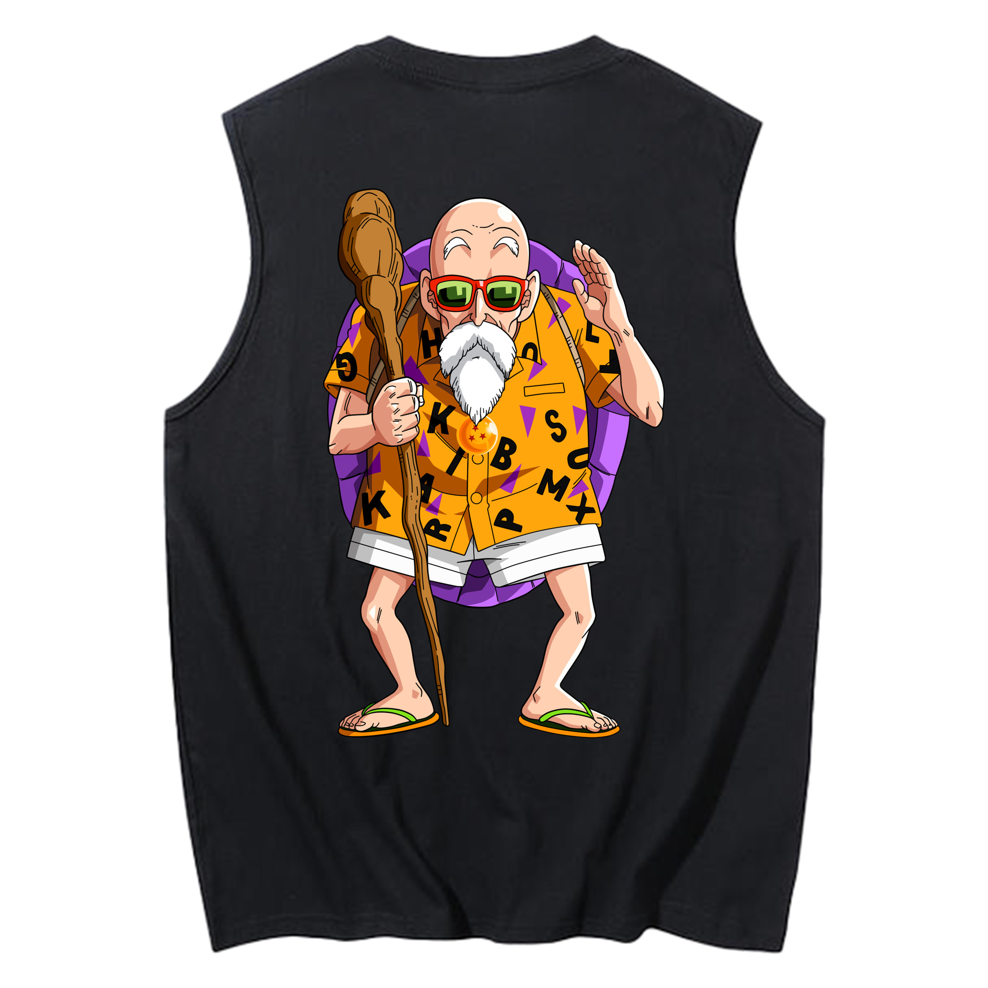 （画像用） ドラゴンボール 亀仙人（かめせんにん） DRAGON BALL Master Roshi Kame Sennin コットン100％タンクトップ（背面プリント）