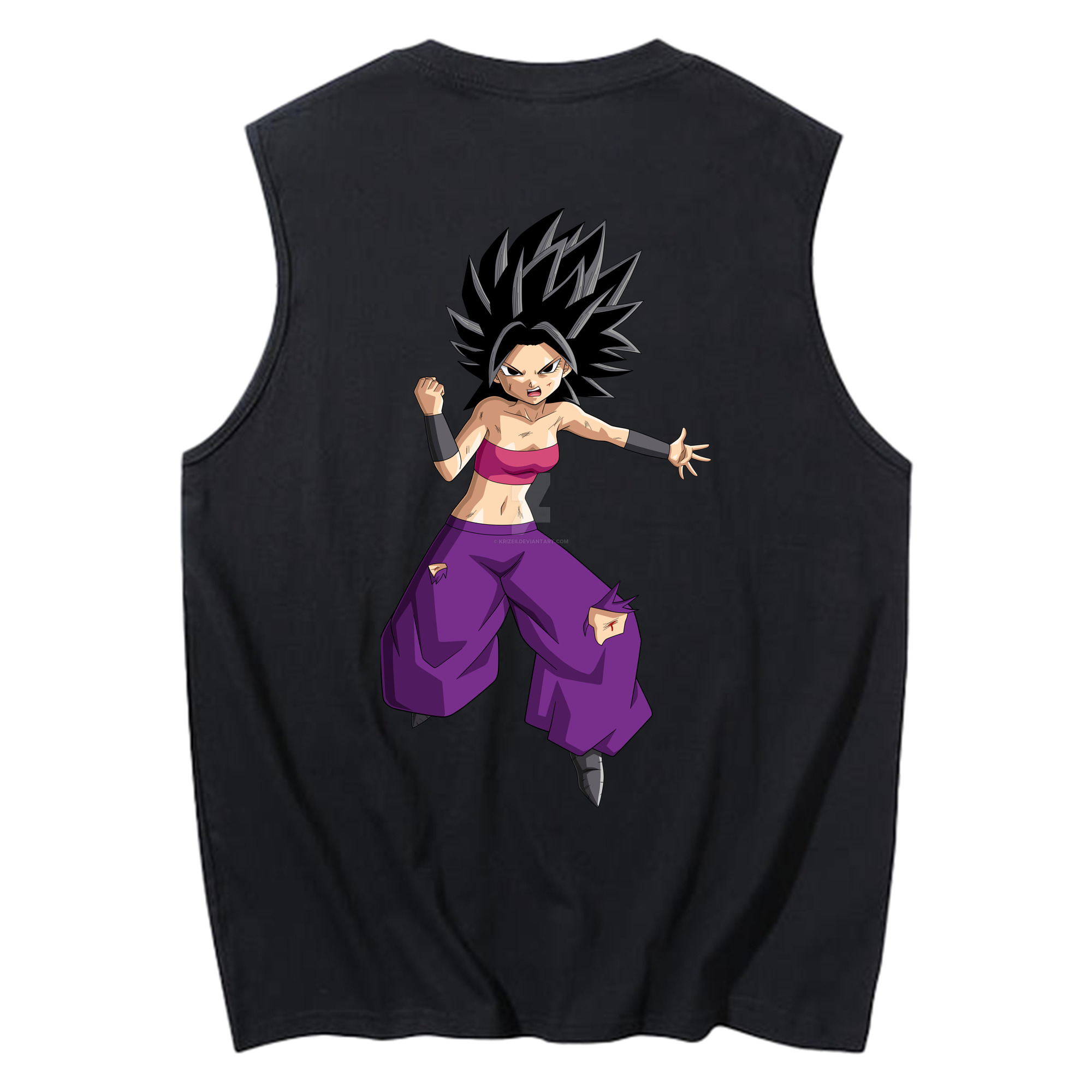 （画像用） ドラゴンボール カリフラ DRAGON BALL Caulifla コットン100％タンクトップ（背面プリント）