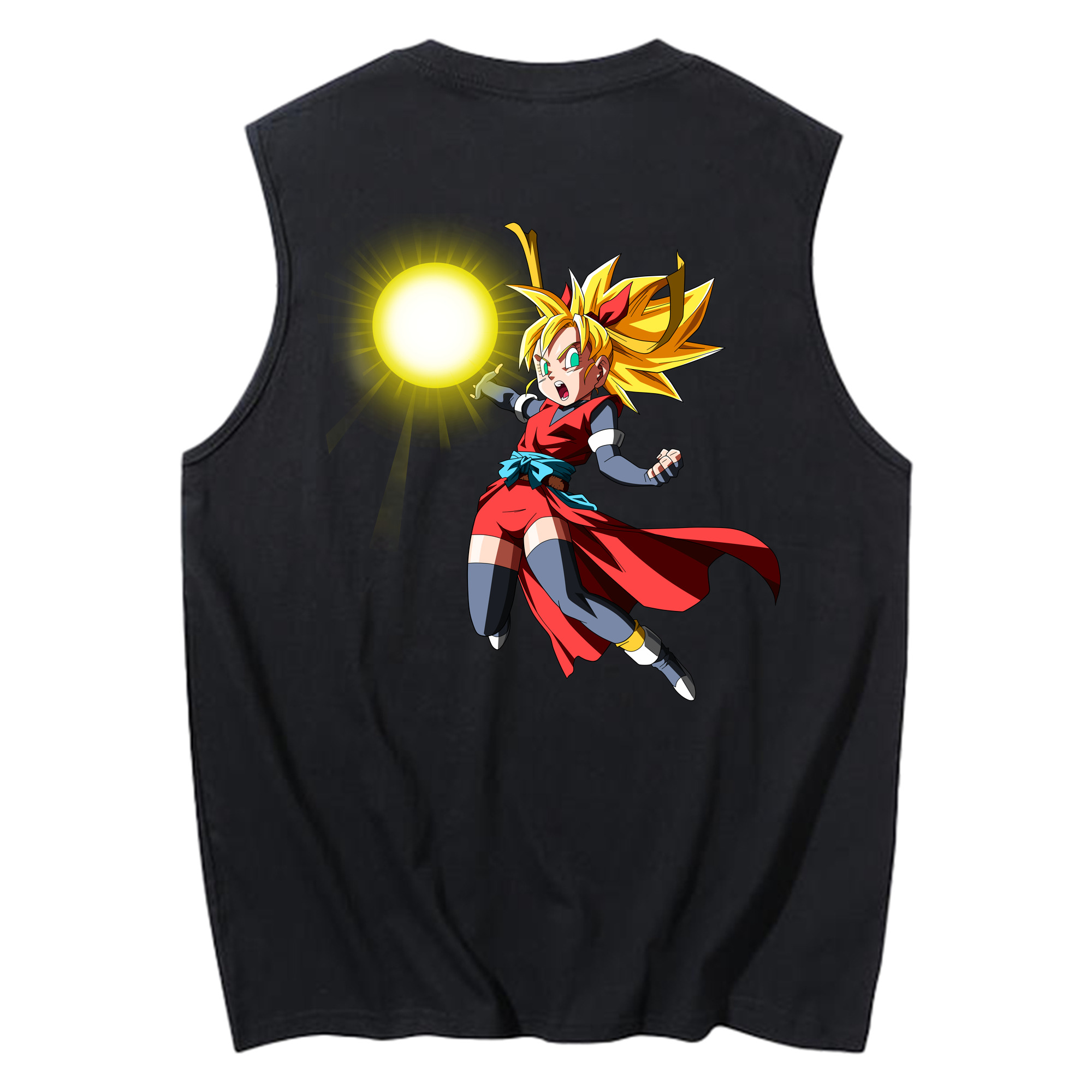（画像用） ドラゴンボール カリフラ DRAGON BALL Caulifla コットン100％タンクトップ（背面プリント）