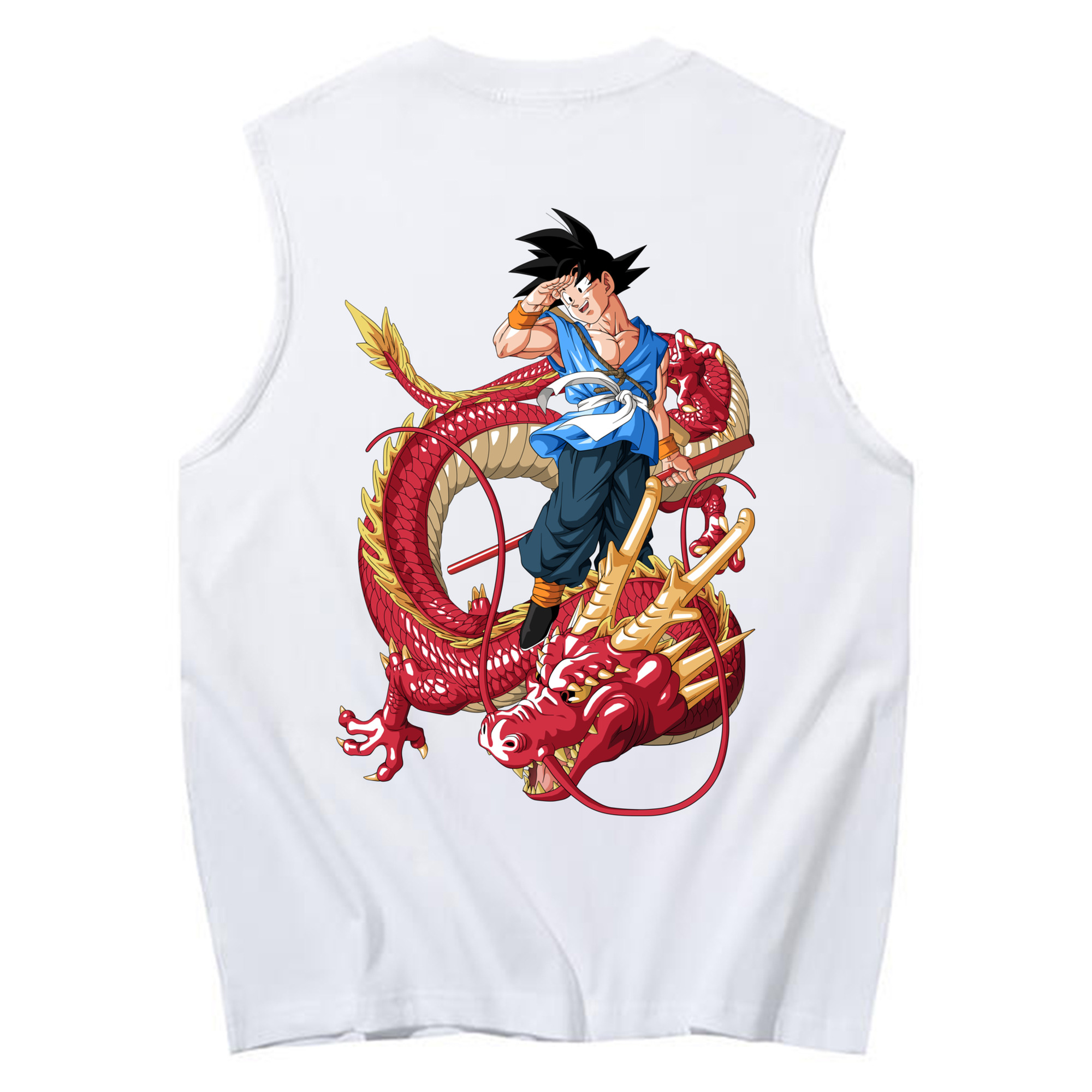 （画像用） ドラゴンボール 孫悟空（そん ごくう）Son Goku カカロット DRAGON BALL Kakarotto コットン100％タンクトップ（背面プリント）