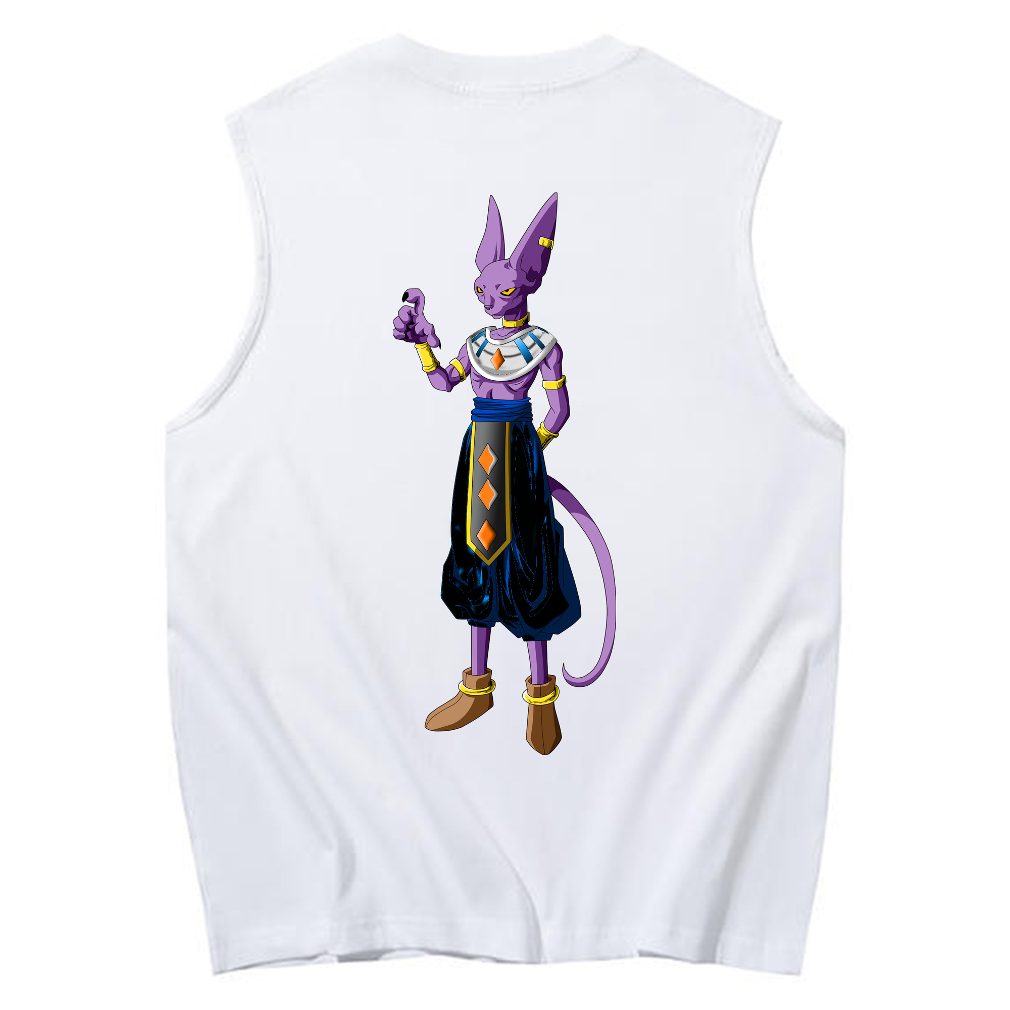 （画像用） ドラゴンボール ビルス 破壊神ビルス DRAGON BALL Beerus Birusu コットン100％タンクトップ（背面プリント）