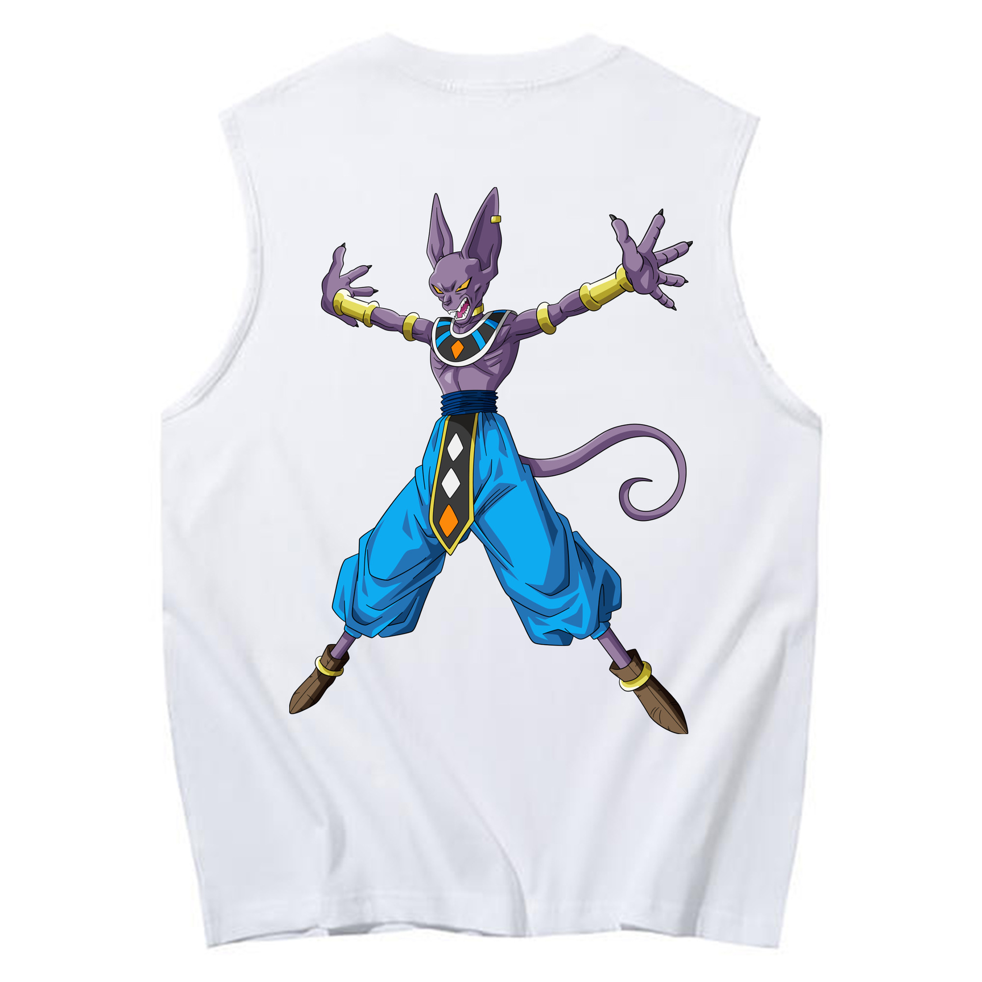 （画像用） ドラゴンボール ビルス 破壊神ビルス DRAGON BALL Beerus Birusu コットン100％タンクトップ（背面プリント）