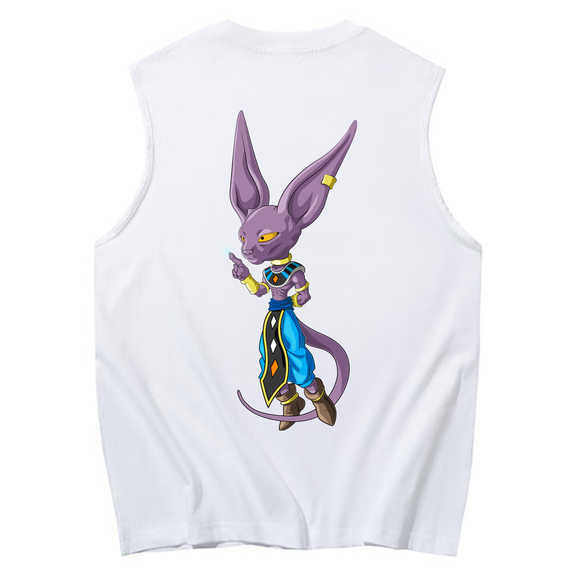 （画像用） ドラゴンボール ビルス 破壊神ビルス DRAGON BALL Beerus Birusu コットン100％タンクトップ（背面プリント）