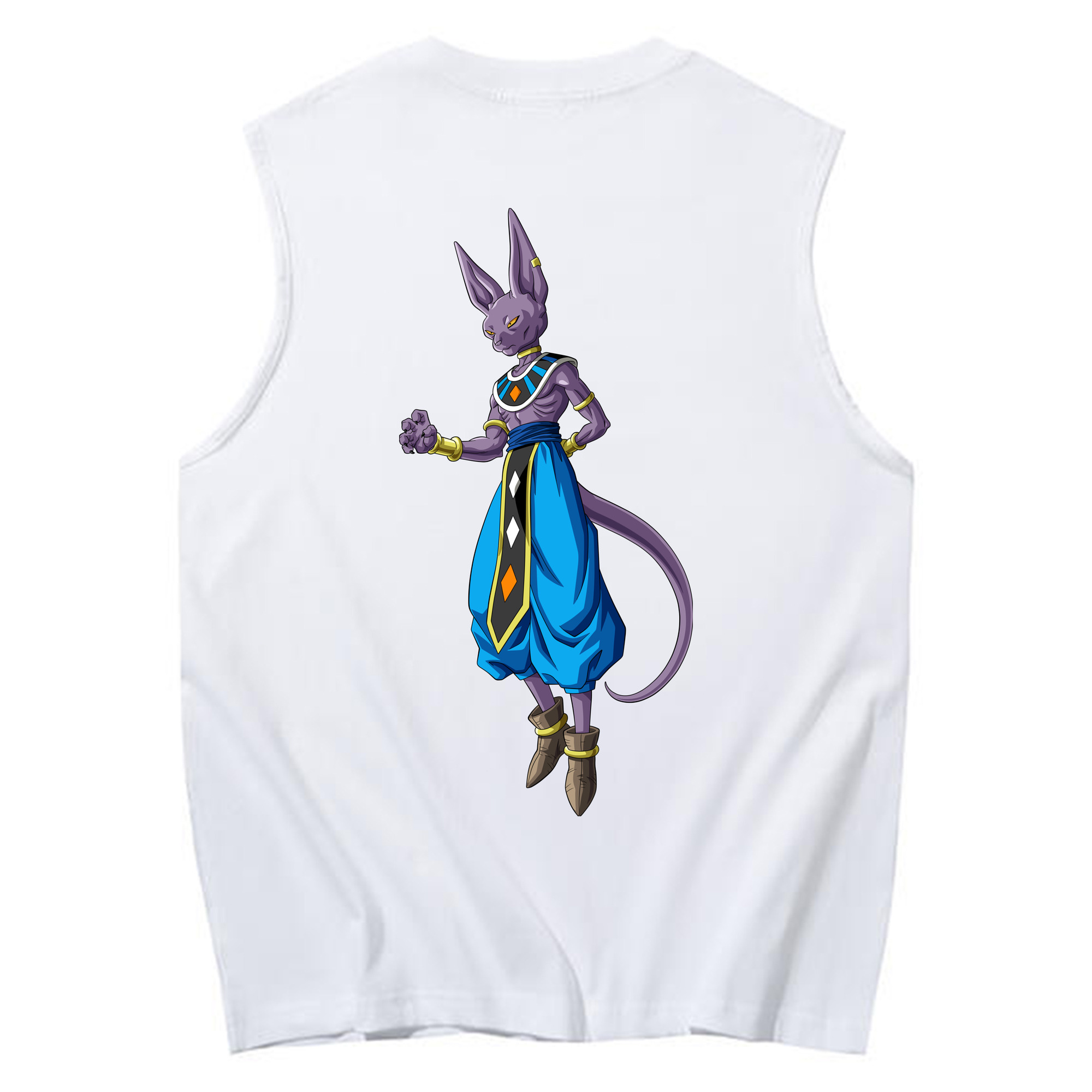 （画像用） ドラゴンボール ビルス 破壊神ビルス DRAGON BALL Beerus Birusu コットン100％タンクトップ（背面プリント）
