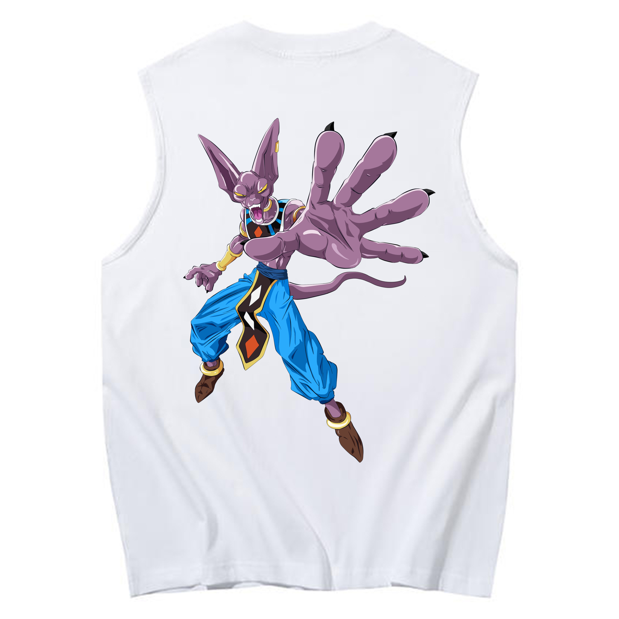 （画像用） ドラゴンボール ビルス 破壊神ビルス DRAGON BALL Beerus Birusu コットン100％タンクトップ（背面プリント）