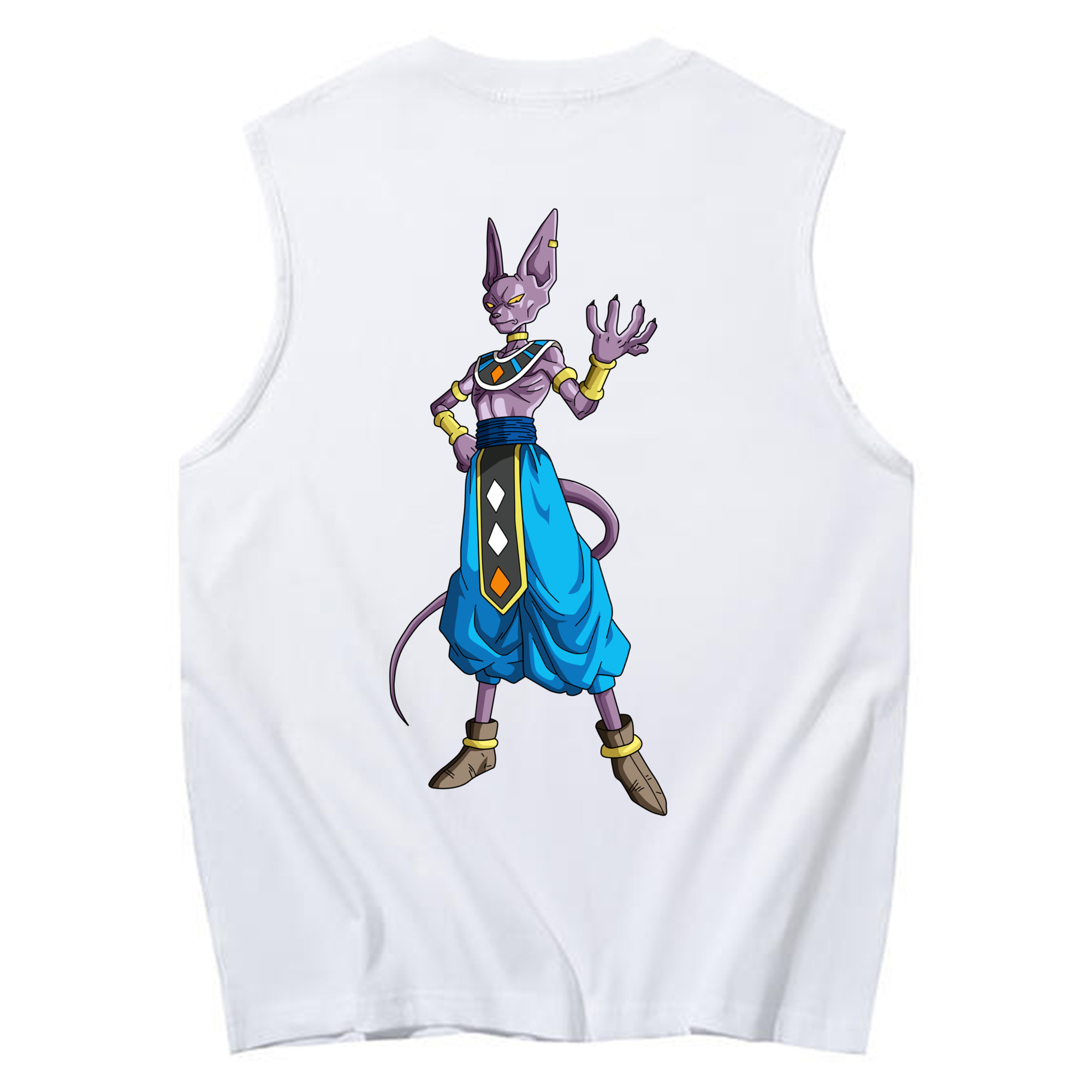 （画像用） ドラゴンボール ビルス 破壊神ビルス DRAGON BALL Beerus Birusu コットン100％タンクトップ（背面プリント）