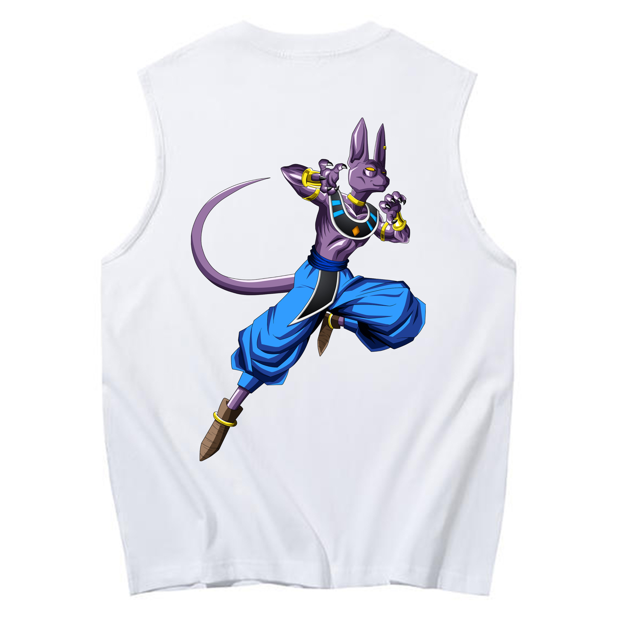 （画像用） ドラゴンボール ビルス 破壊神ビルス DRAGON BALL Beerus Birusu コットン100％タンクトップ（背面プリント）