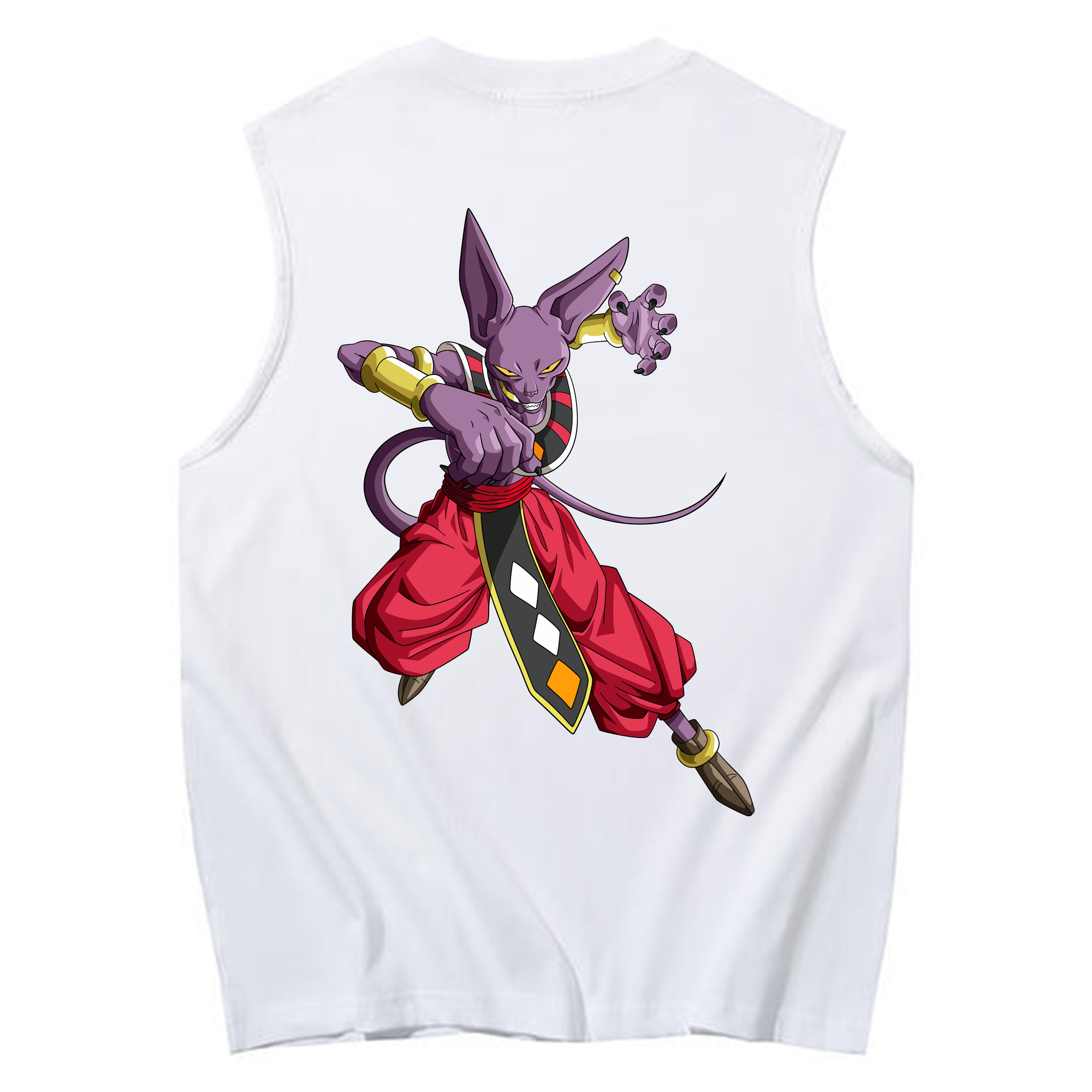 （画像用） ドラゴンボール ビルス 破壊神ビルス DRAGON BALL Beerus Birusu コットン100％タンクトップ（背面プリント）