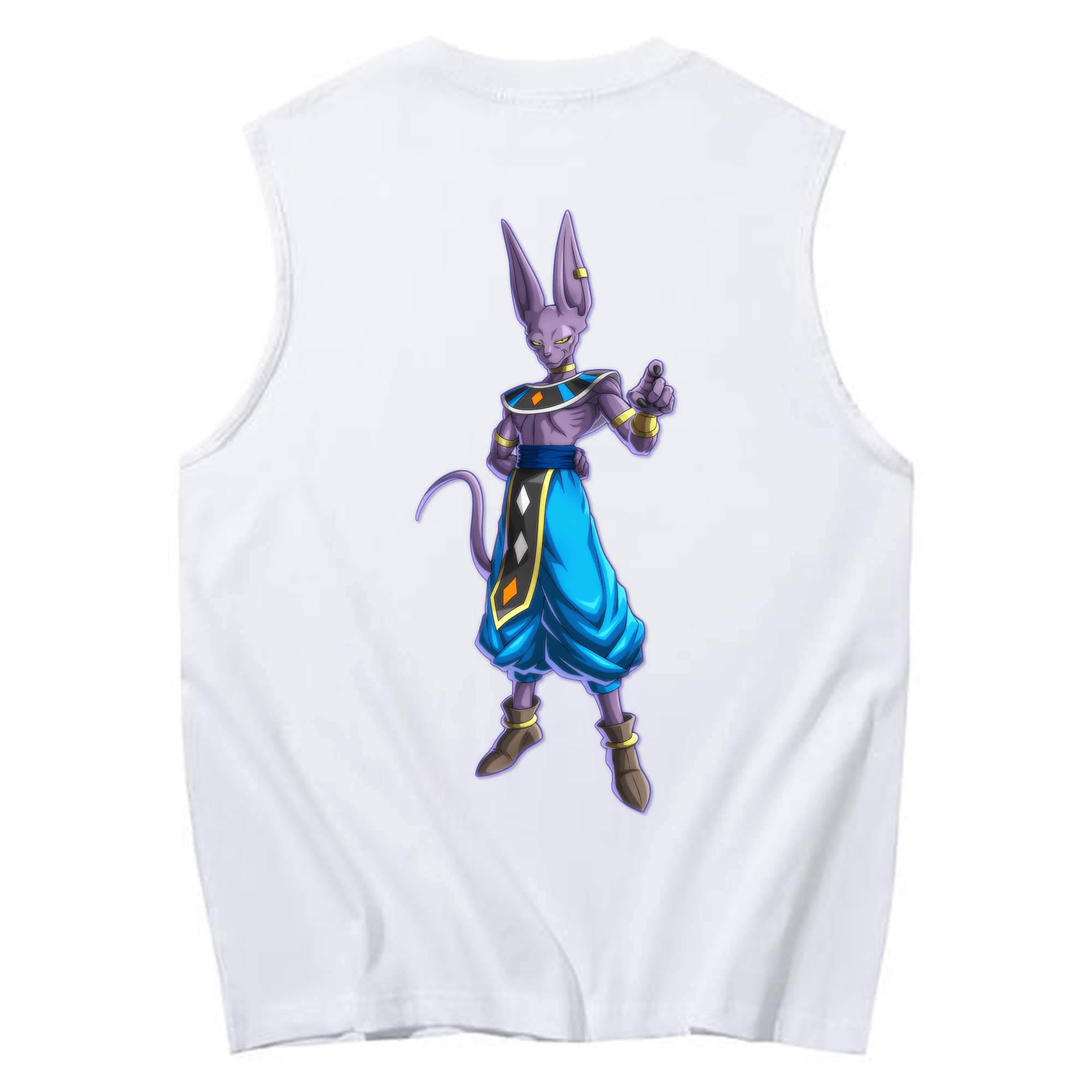 （画像用） ドラゴンボール ビルス 破壊神ビルス DRAGON BALL Beerus Birusu コットン100％タンクトップ（背面プリント）