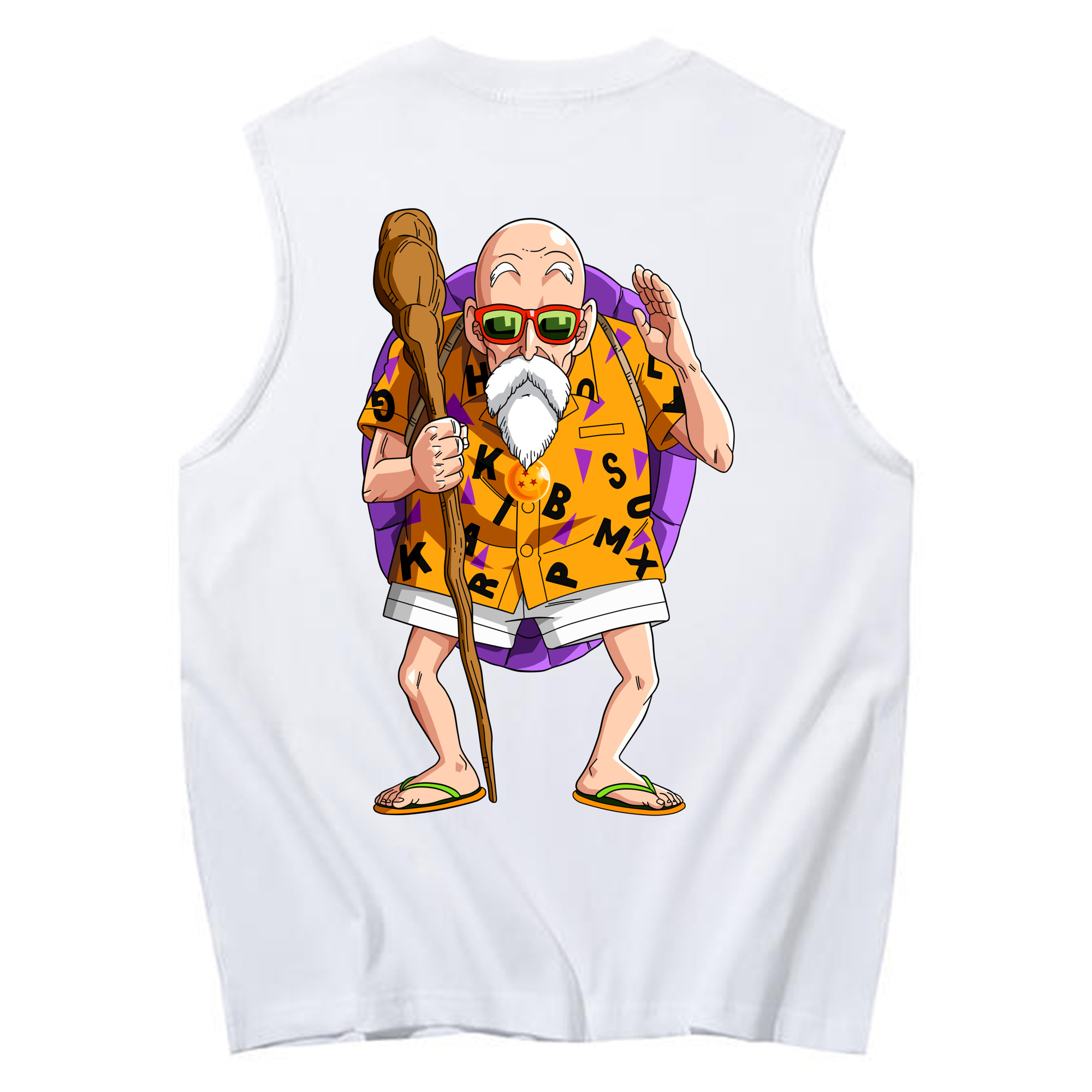 （画像用） ドラゴンボール 亀仙人（かめせんにん） DRAGON BALL Master Roshi Kame Sennin コットン100％タンクトップ（背面プリント）