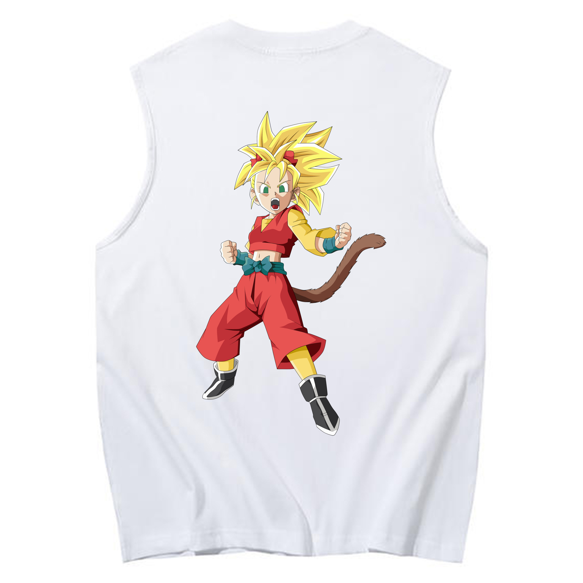 （画像用） ドラゴンボール カリフラ DRAGON BALL Caulifla コットン100％タンクトップ（背面プリント）