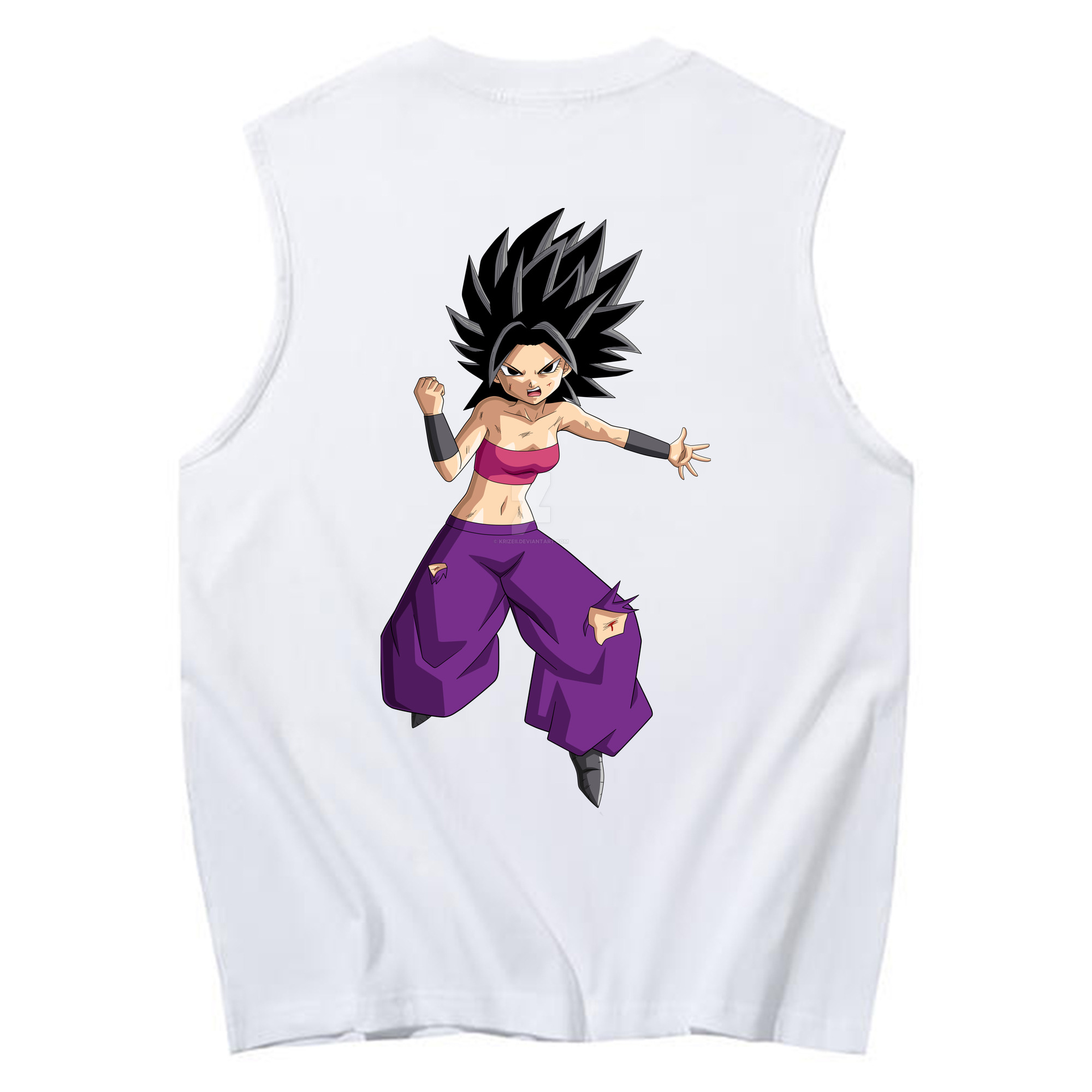 （画像用） ドラゴンボール カリフラ DRAGON BALL Caulifla コットン100％タンクトップ（背面プリント）