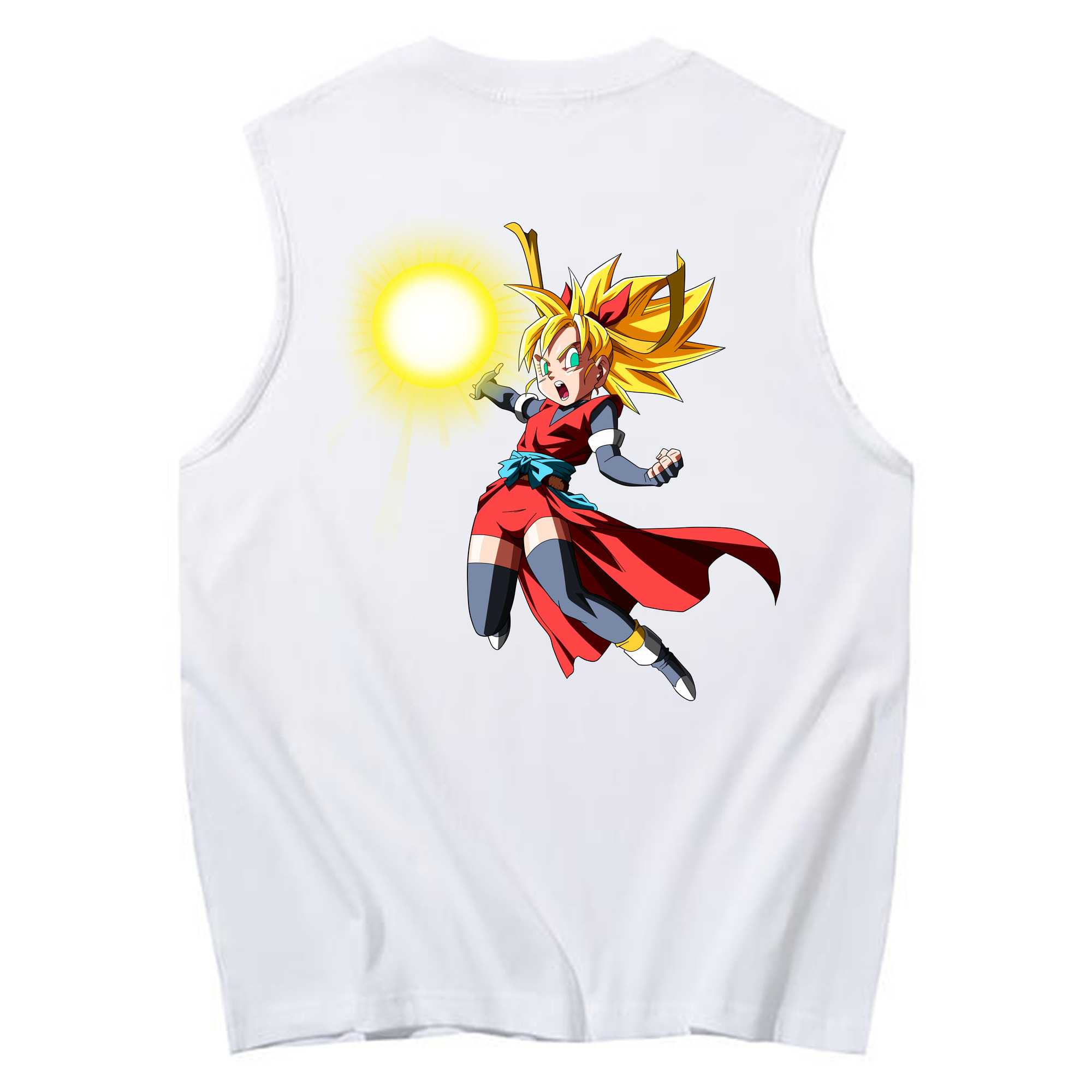 （画像用） ドラゴンボール カリフラ DRAGON BALL Caulifla コットン100％タンクトップ（背面プリント）