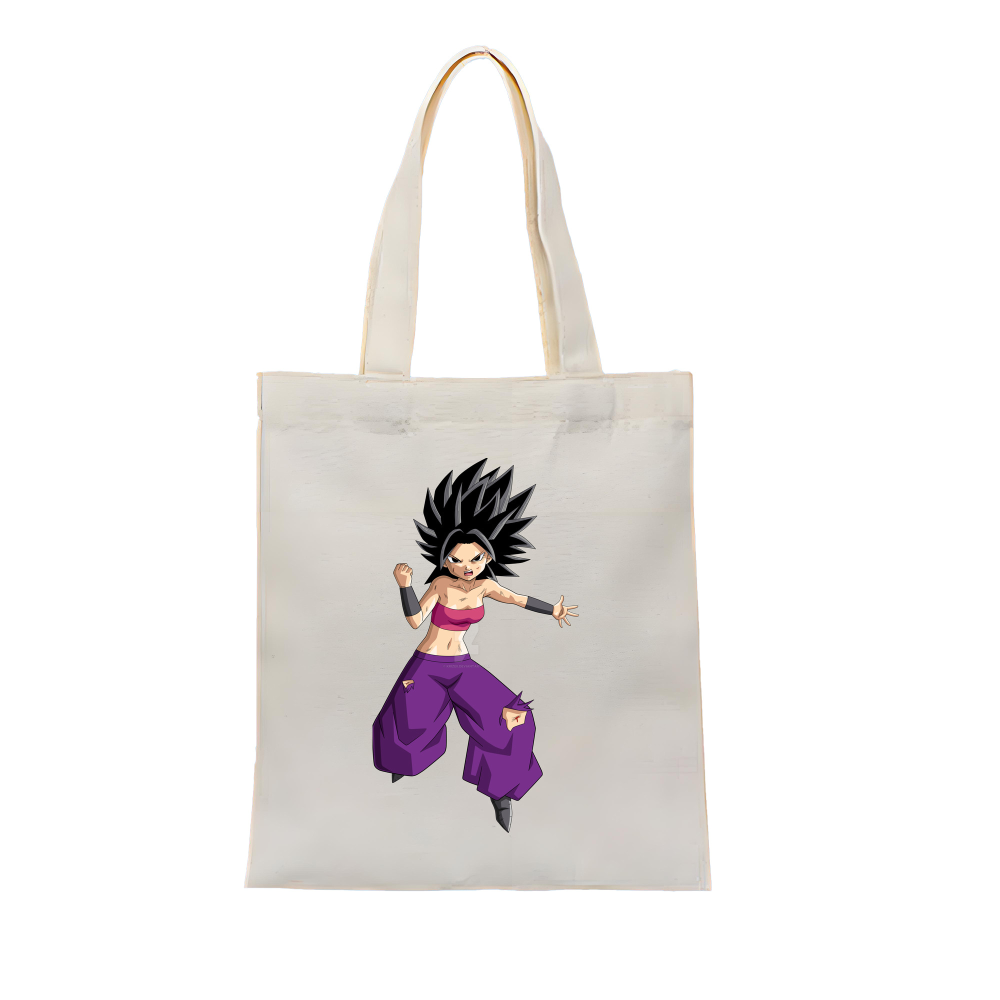 （画像用） ドラゴンボール カリフラ DRAGON BALL Caulifla 縦型キャンバス生地手提げバッグ　トートバッグ