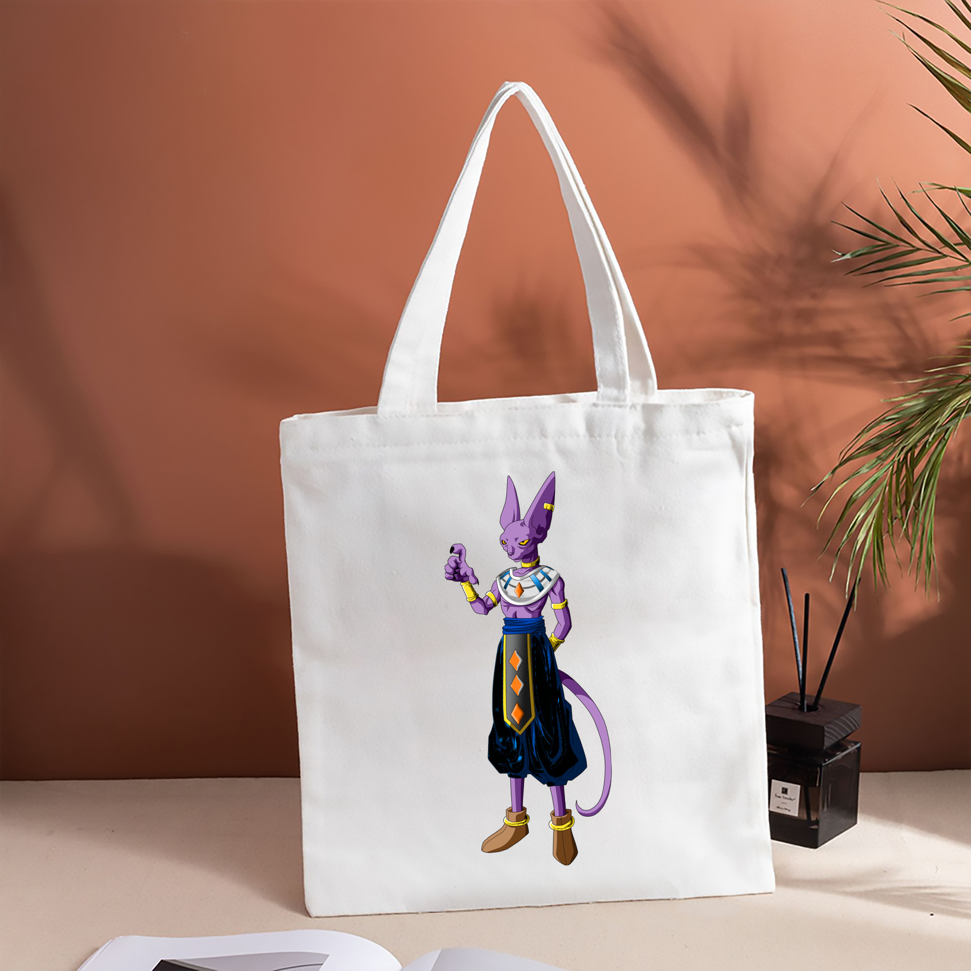 ドラゴンボール ビルス 破壊神ビルス DRAGON BALL Beerus Birusu 縦型キャンバス生地手提げバッグ　トートバッグ