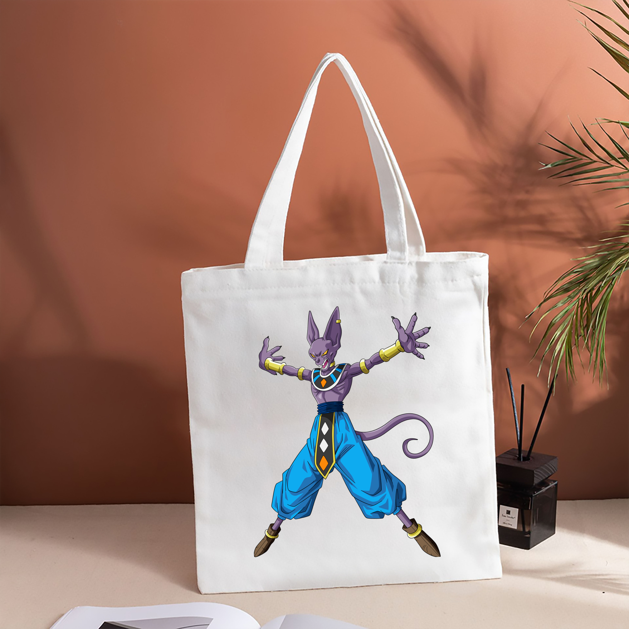 ドラゴンボール ビルス 破壊神ビルス DRAGON BALL Beerus Birusu 縦型キャンバス生地手提げバッグ　トートバッグ