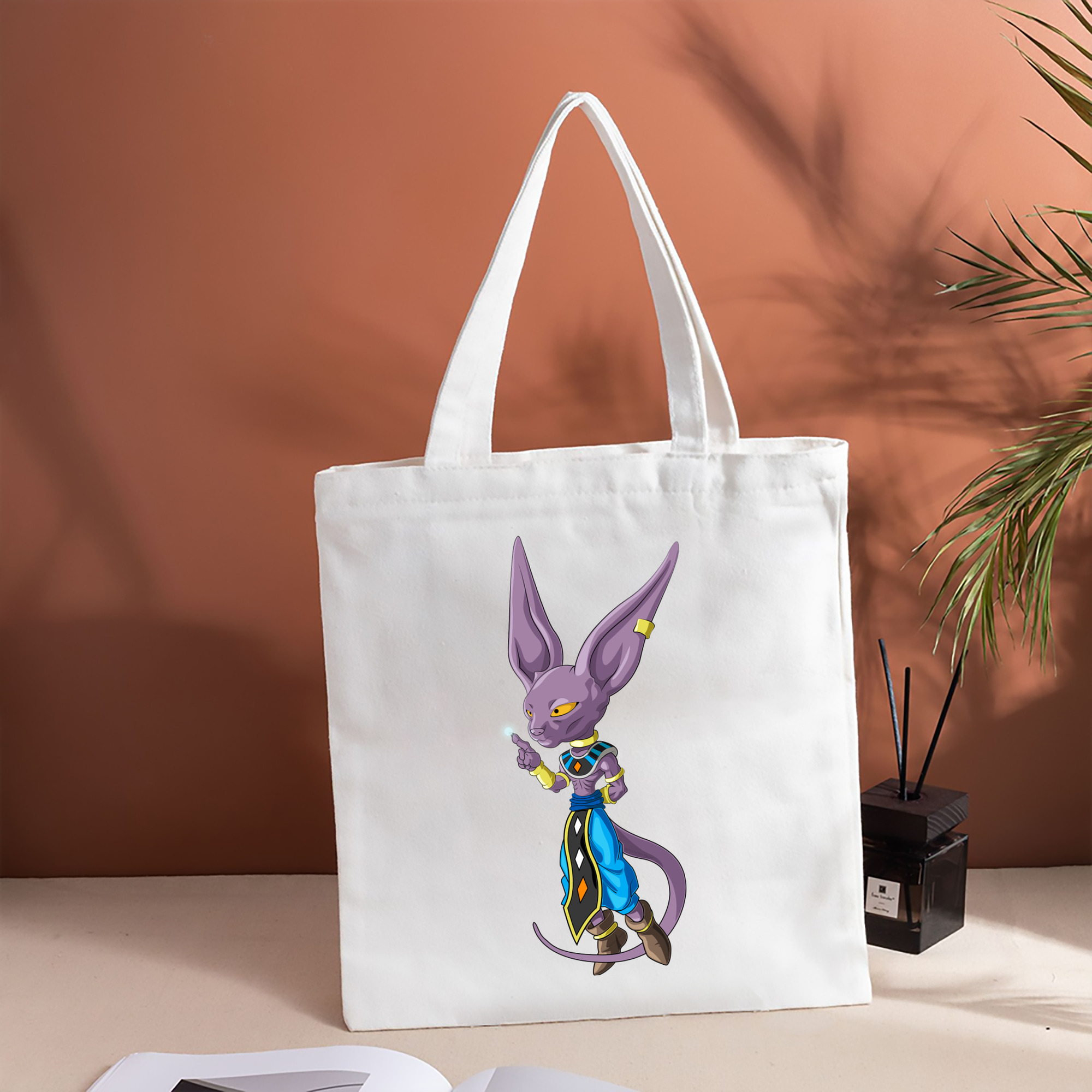 ドラゴンボール ビルス 破壊神ビルス DRAGON BALL Beerus Birusu 縦型キャンバス生地手提げバッグ　トートバッグ