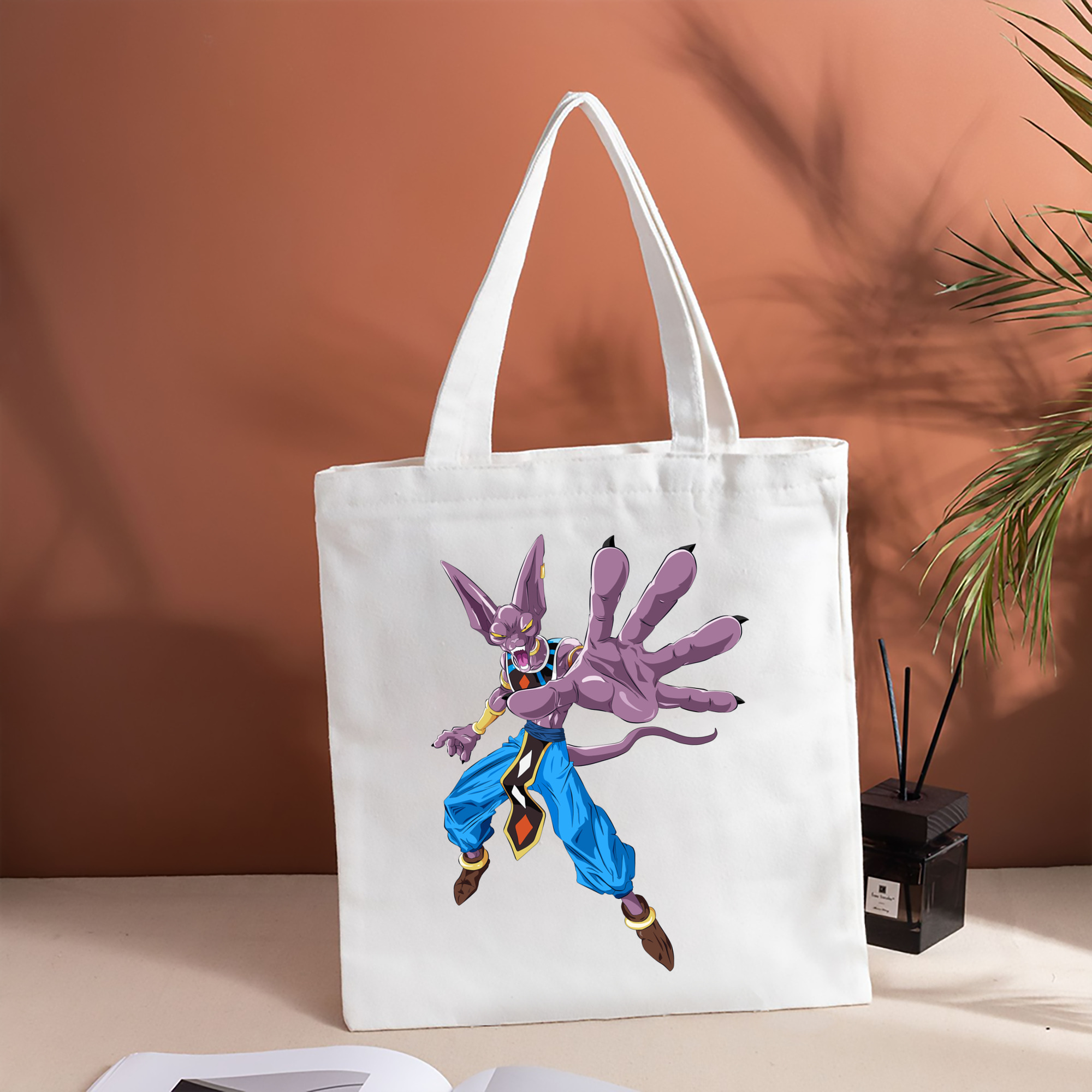 ドラゴンボール ビルス 破壊神ビルス DRAGON BALL Beerus Birusu 縦型キャンバス生地手提げバッグ　トートバッグ