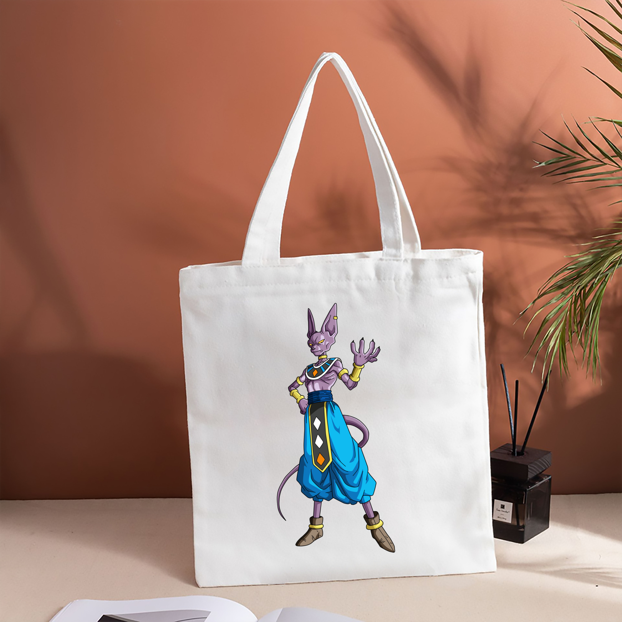 ドラゴンボール ビルス 破壊神ビルス DRAGON BALL Beerus Birusu 縦型キャンバス生地手提げバッグ　トートバッグ