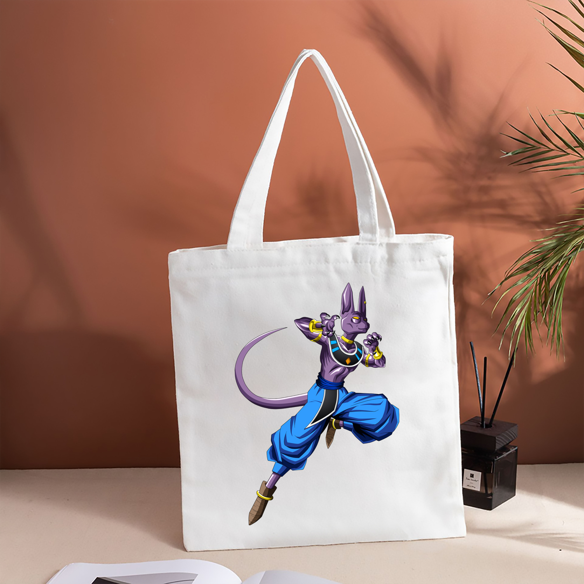 ドラゴンボール ビルス 破壊神ビルス DRAGON BALL Beerus Birusu 縦型キャンバス生地手提げバッグ　トートバッグ