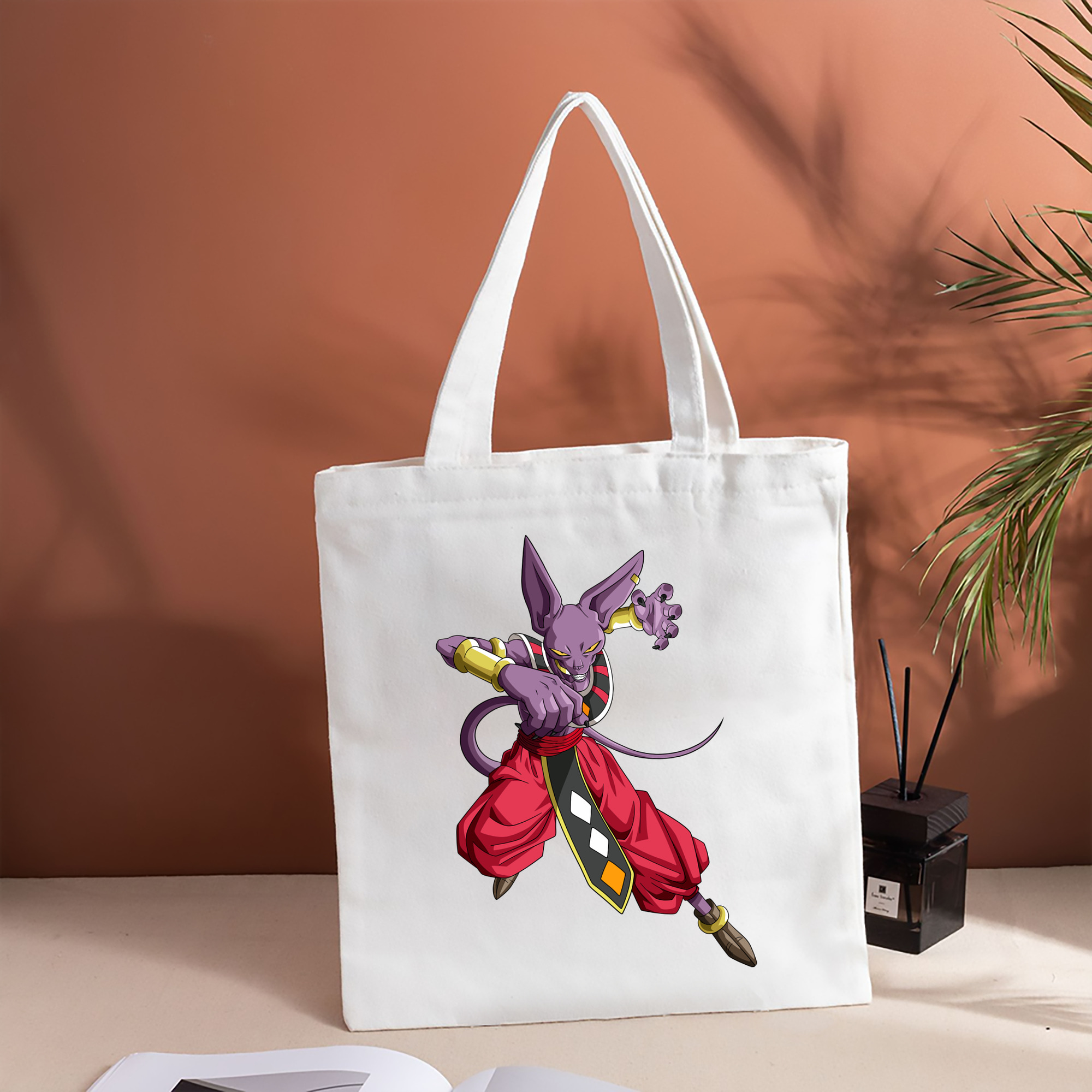 ドラゴンボール ビルス 破壊神ビルス DRAGON BALL Beerus Birusu 縦型キャンバス生地手提げバッグ　トートバッグ