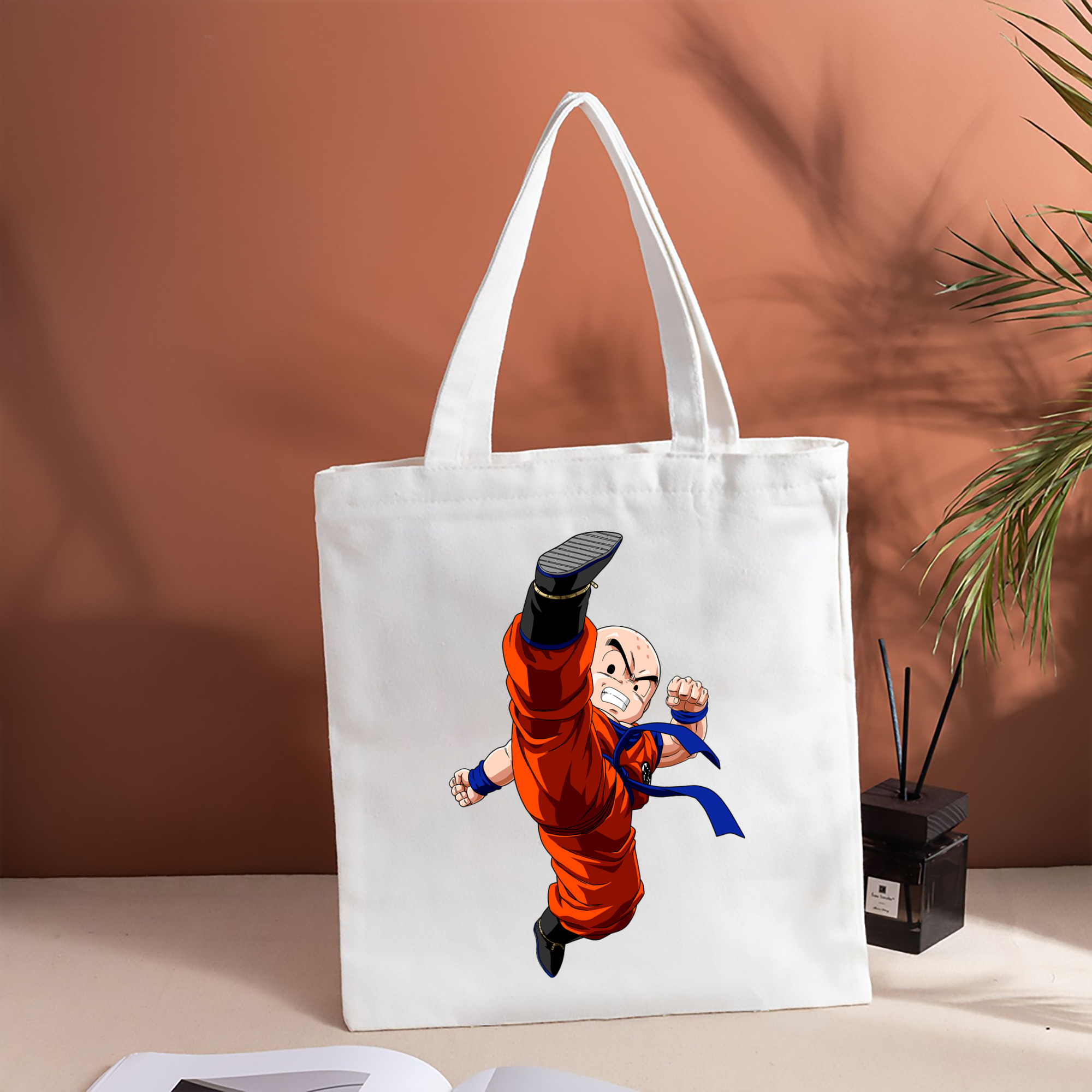 ドラゴンボール クリリン DRAGON BALL krillin 縦型キャンバス生地手提げバッグ　トートバッグ
