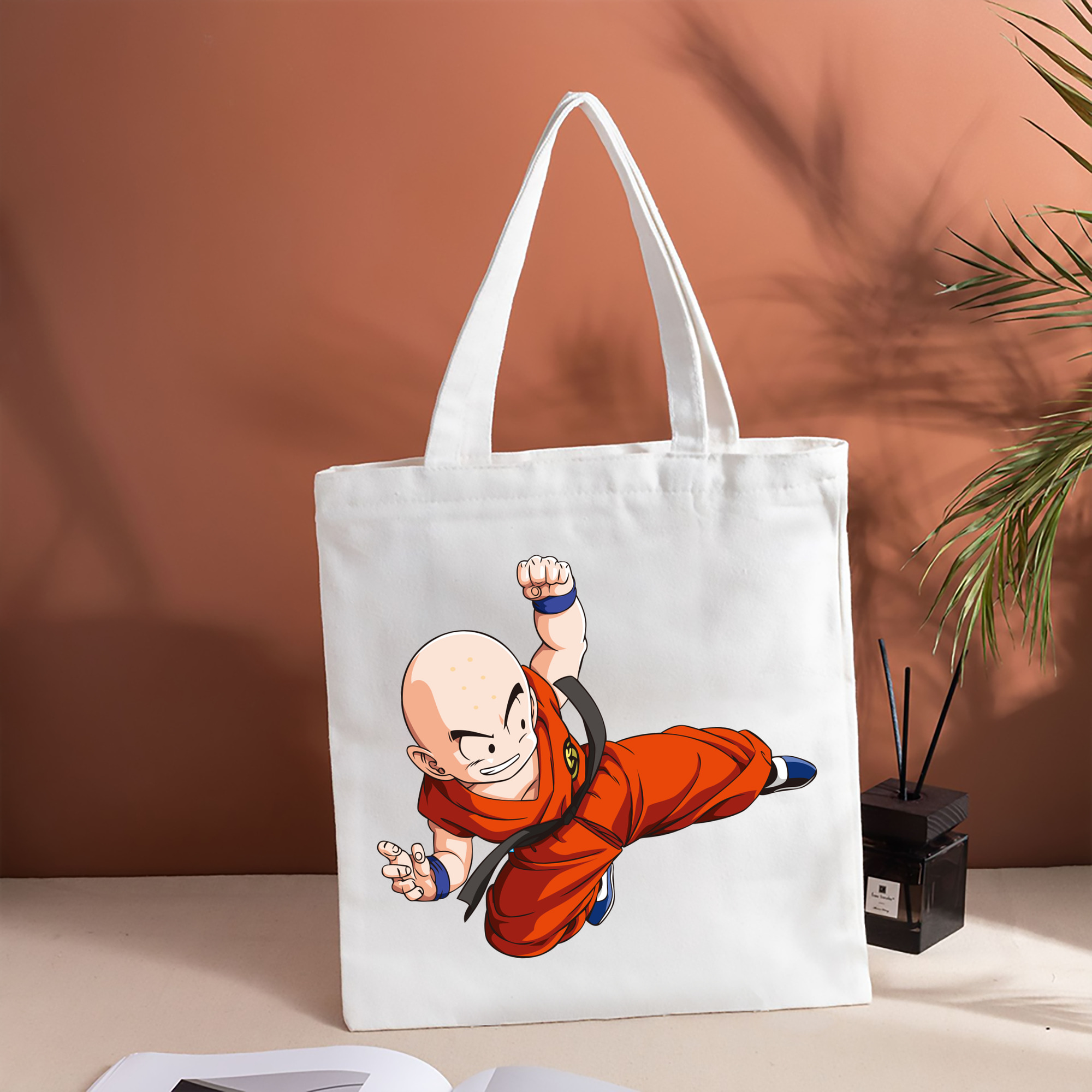 ドラゴンボール クリリン DRAGON BALL krillin 縦型キャンバス生地手提げバッグ　トートバッグ