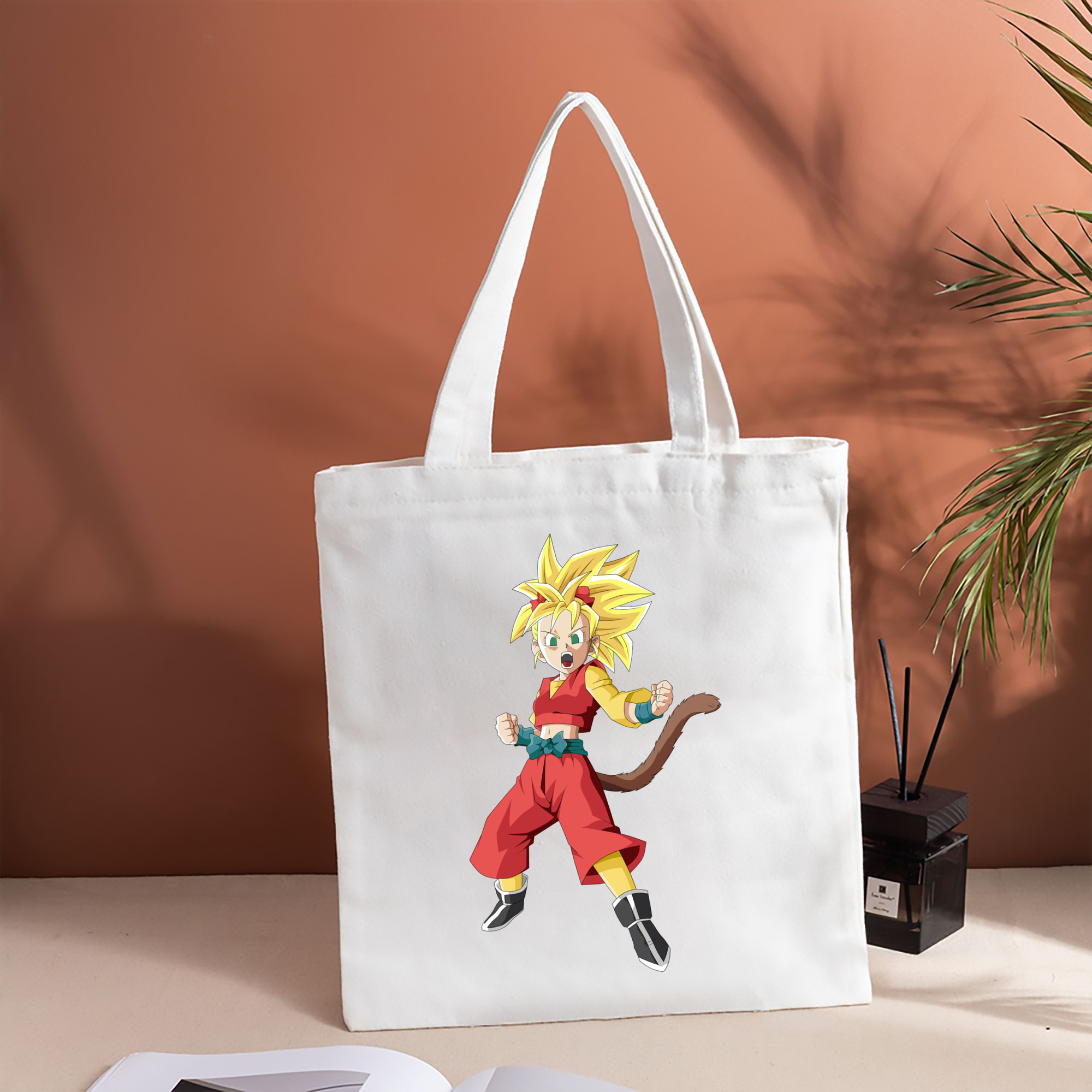 ドラゴンボール カリフラ DRAGON BALL Caulifla 縦型キャンバス生地手提げバッグ　トートバッグ