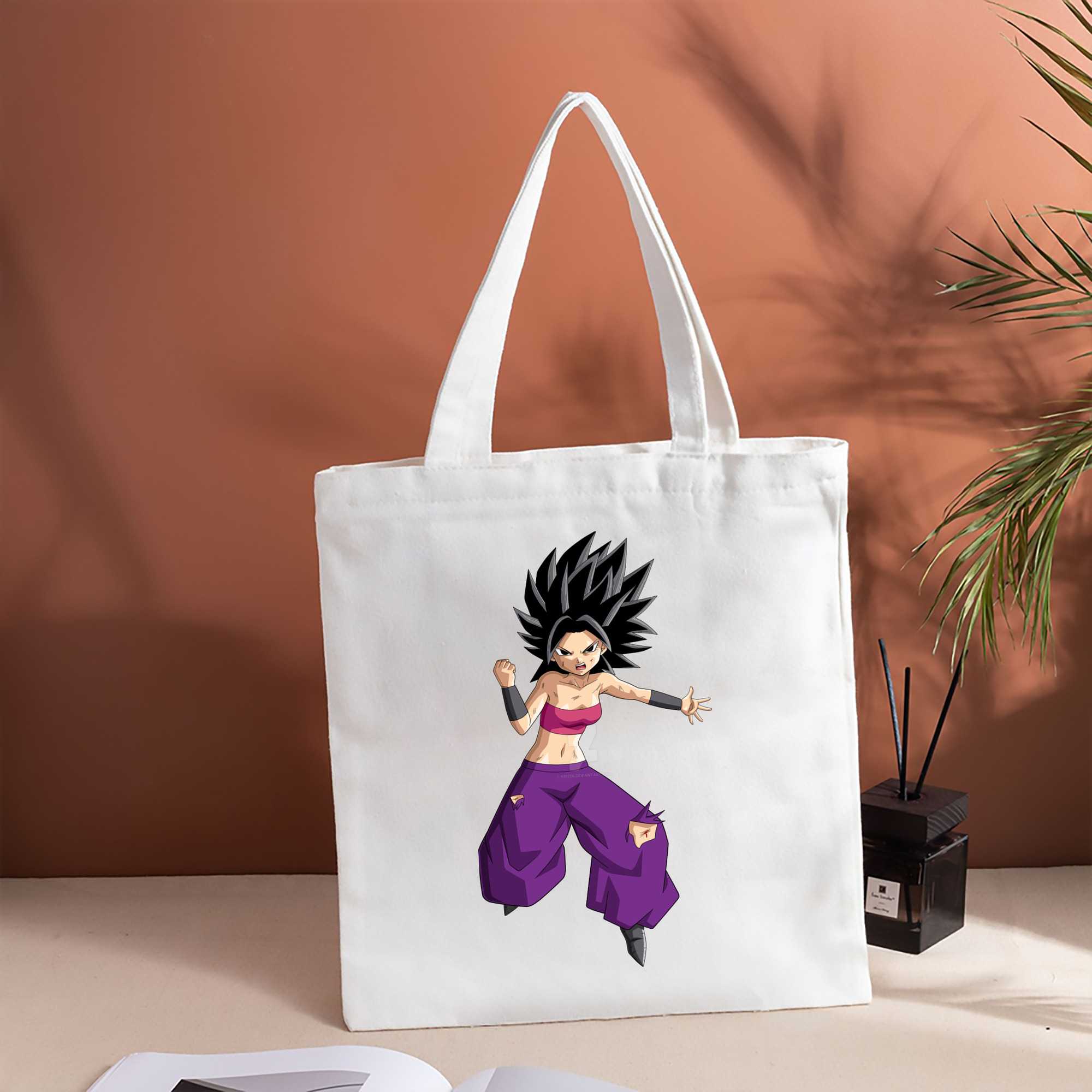 ドラゴンボール カリフラ DRAGON BALL Caulifla 縦型キャンバス生地手提げバッグ　トートバッグ