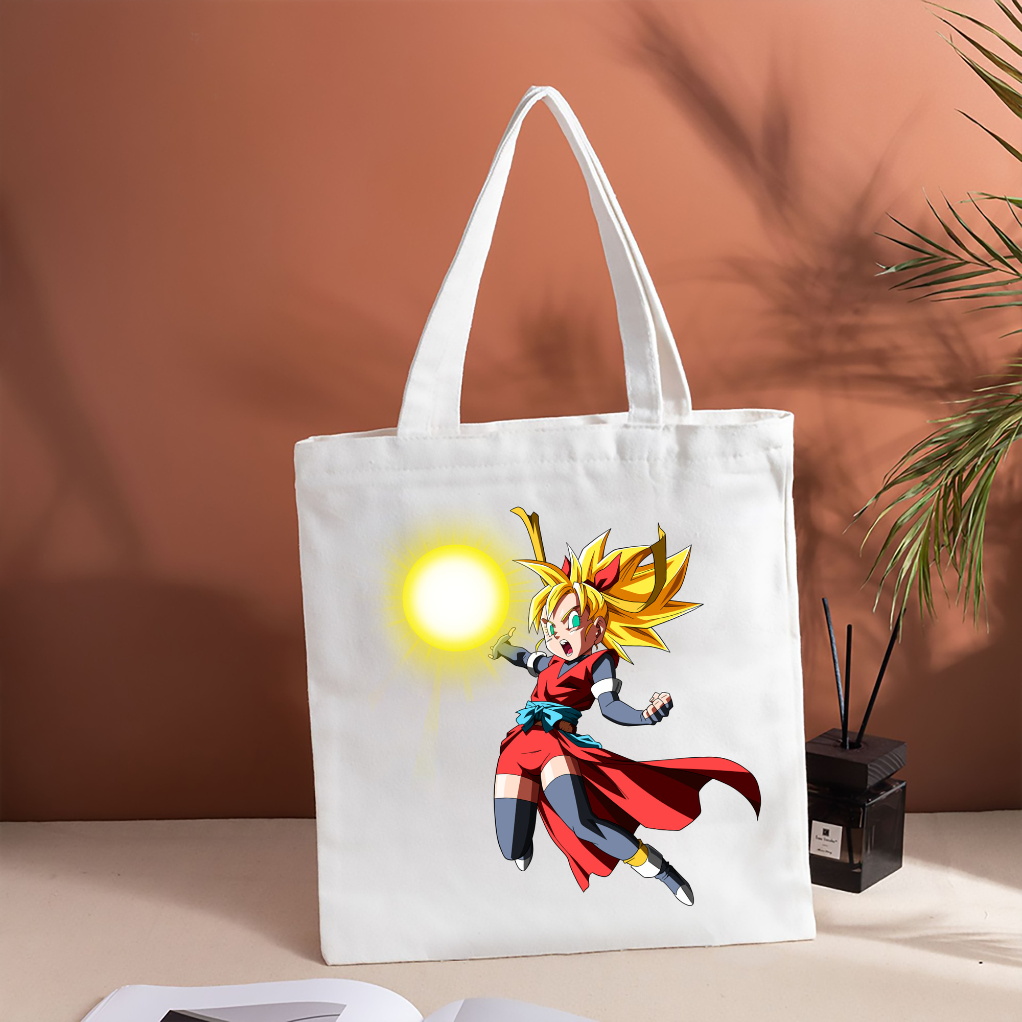 ドラゴンボール カリフラ DRAGON BALL Caulifla 縦型キャンバス生地手提げバッグ　トートバッグ