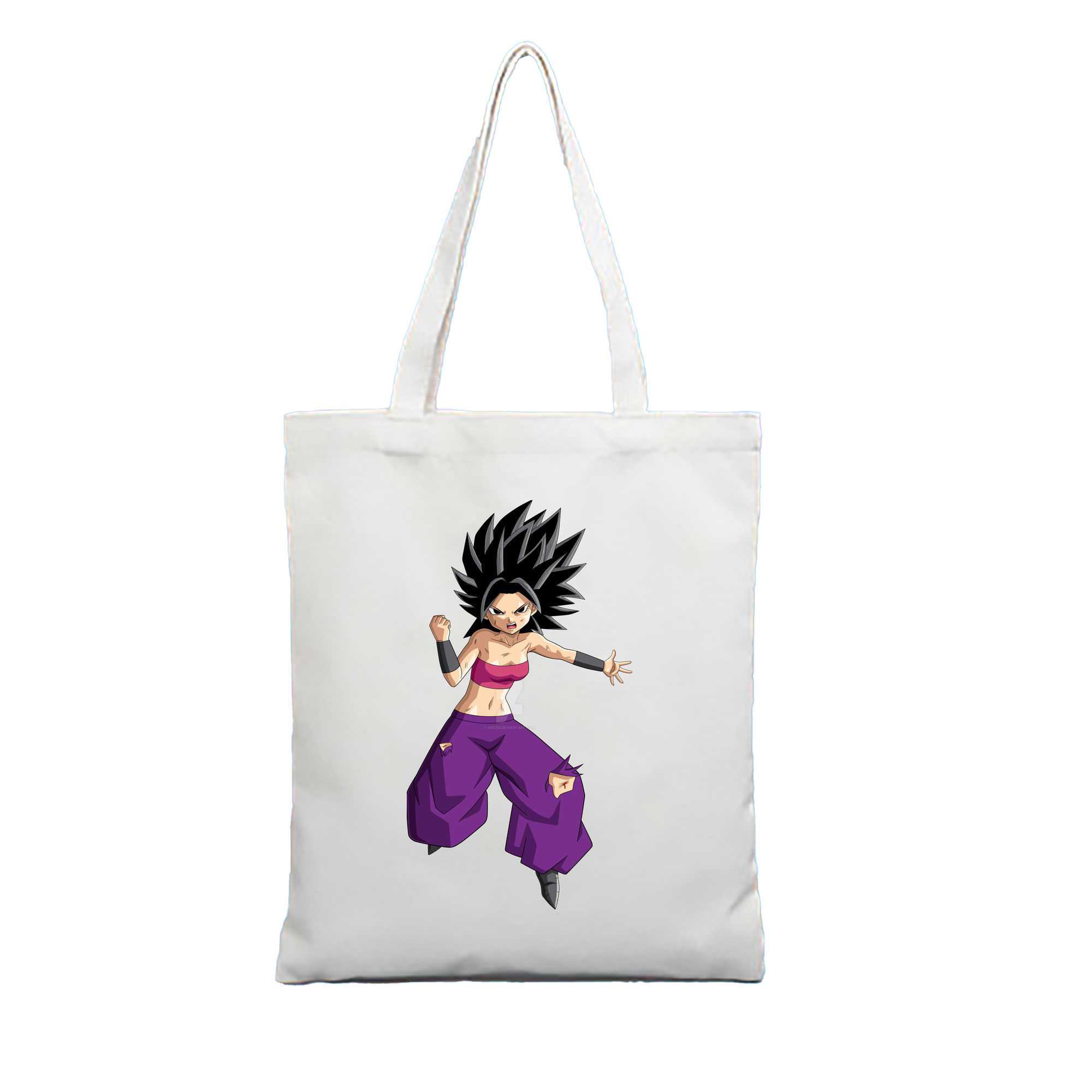 （画像用） ドラゴンボール カリフラ DRAGON BALL Caulifla 縦型キャンバス生地手提げバッグ　トートバッグ