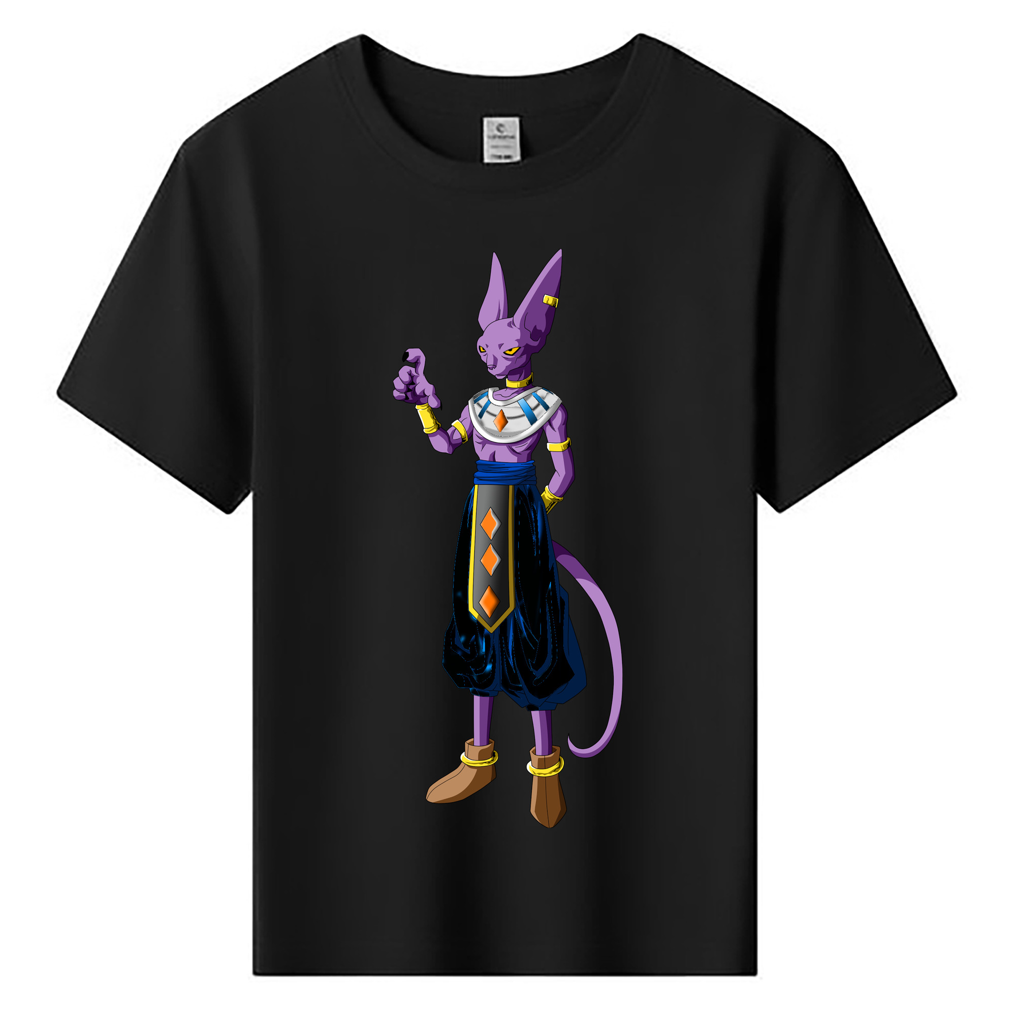 （画像用） ドラゴンボール ビルス 破壊神ビルス DRAGON BALL Beerus Birusu 綿100％キッズTシャツ（フロントプリント）